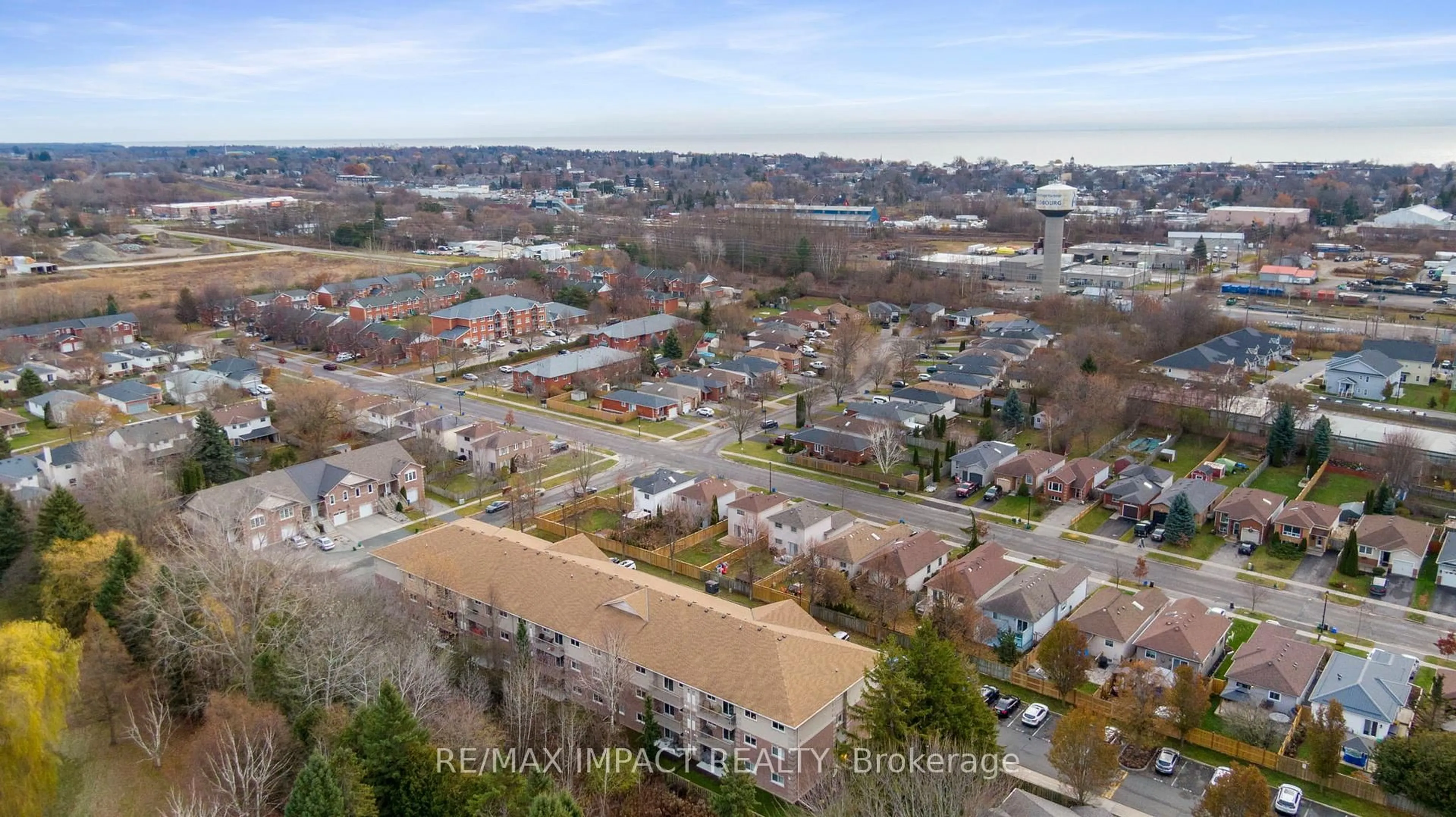 A pic from outside/outdoor area/front of a property/back of a property/a pic from drone, city buildings view from balcony for 841 Battell St #309, Cobourg Ontario K9A 0B9