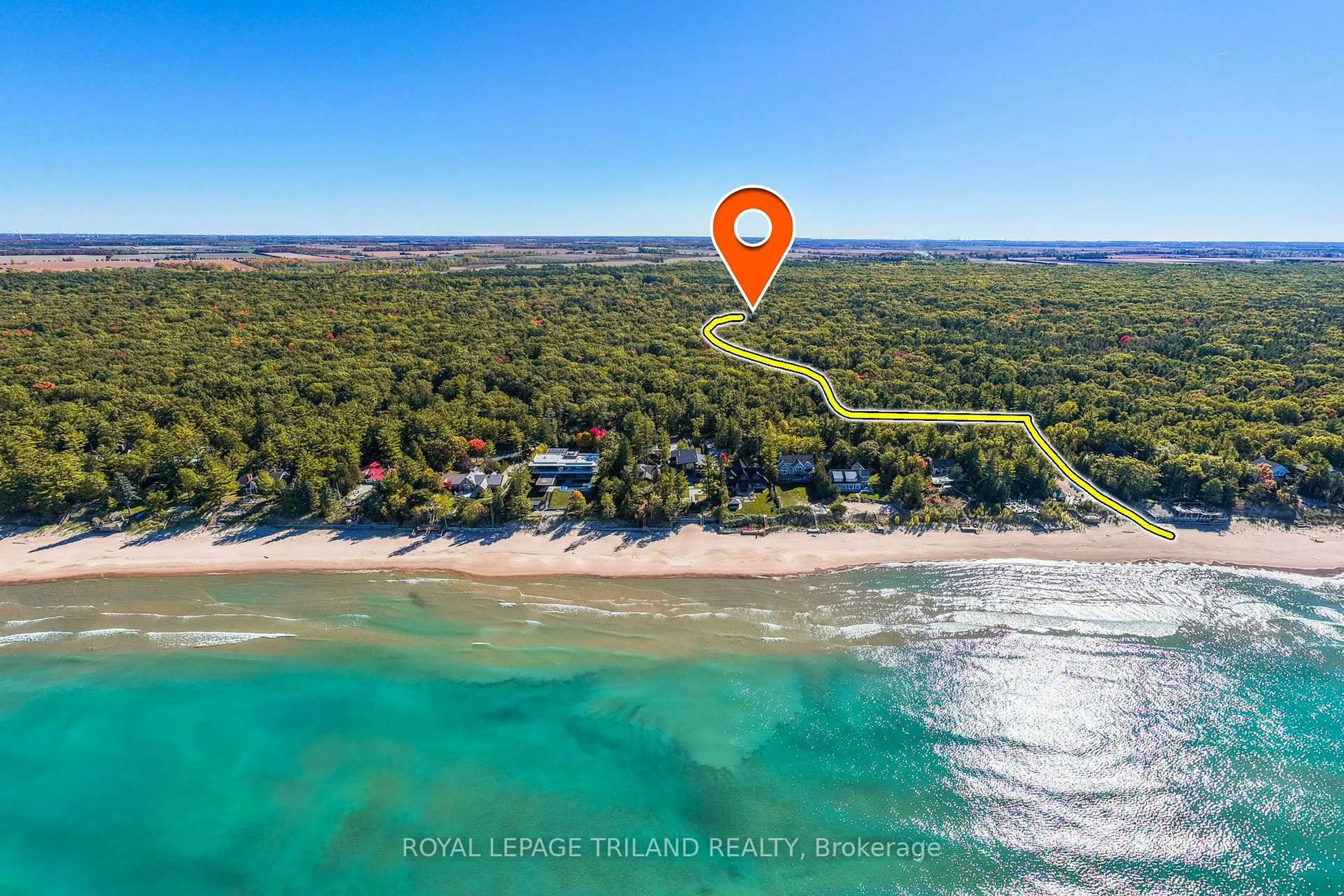 A pic from outside/outdoor area/front of a property/back of a property/a pic from drone, water/lake/river/ocean view for 10016 The Trail, Lambton Shores Ontario N0M 1T0