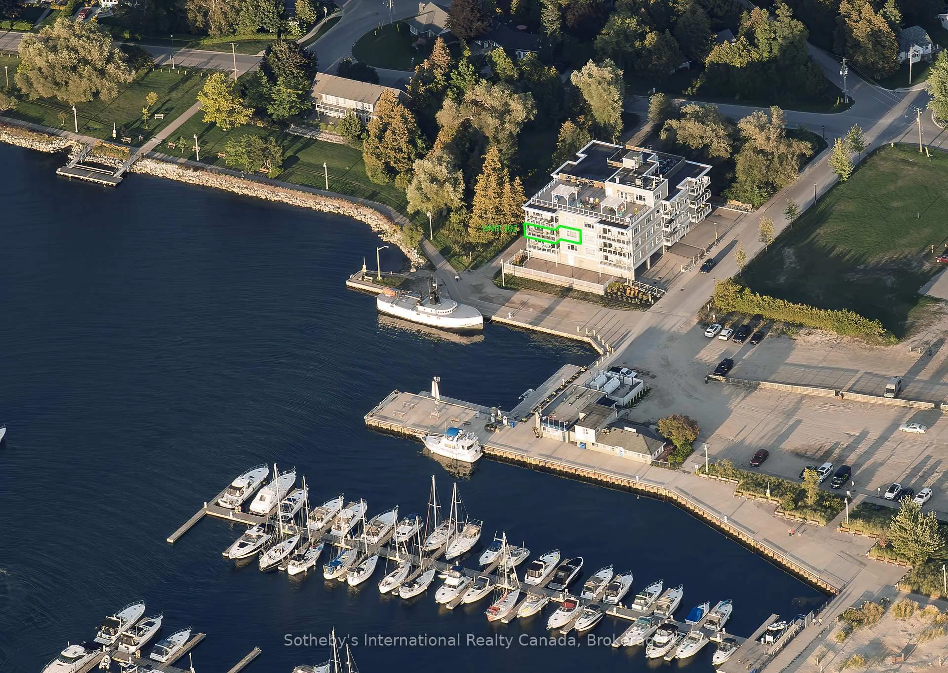 A pic from outside/outdoor area/front of a property/back of a property/a pic from drone, water/lake/river/ocean view for 137 Elgin St #302, Saugeen Shores Ontario N0H 2C6