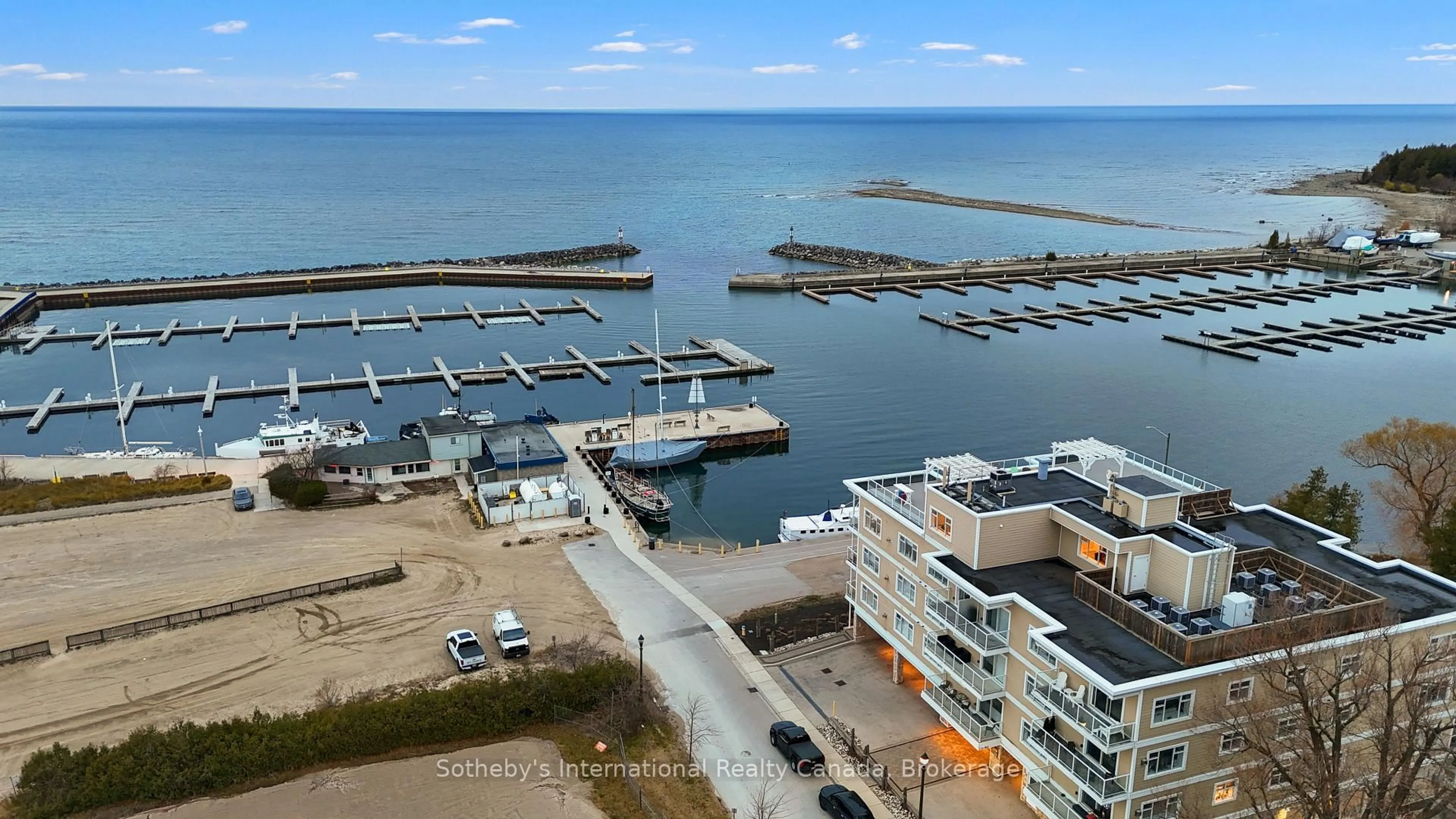 A pic from outside/outdoor area/front of a property/back of a property/a pic from drone, water/lake/river/ocean view for 137 Elgin St #302, Saugeen Shores Ontario N0H 2C6