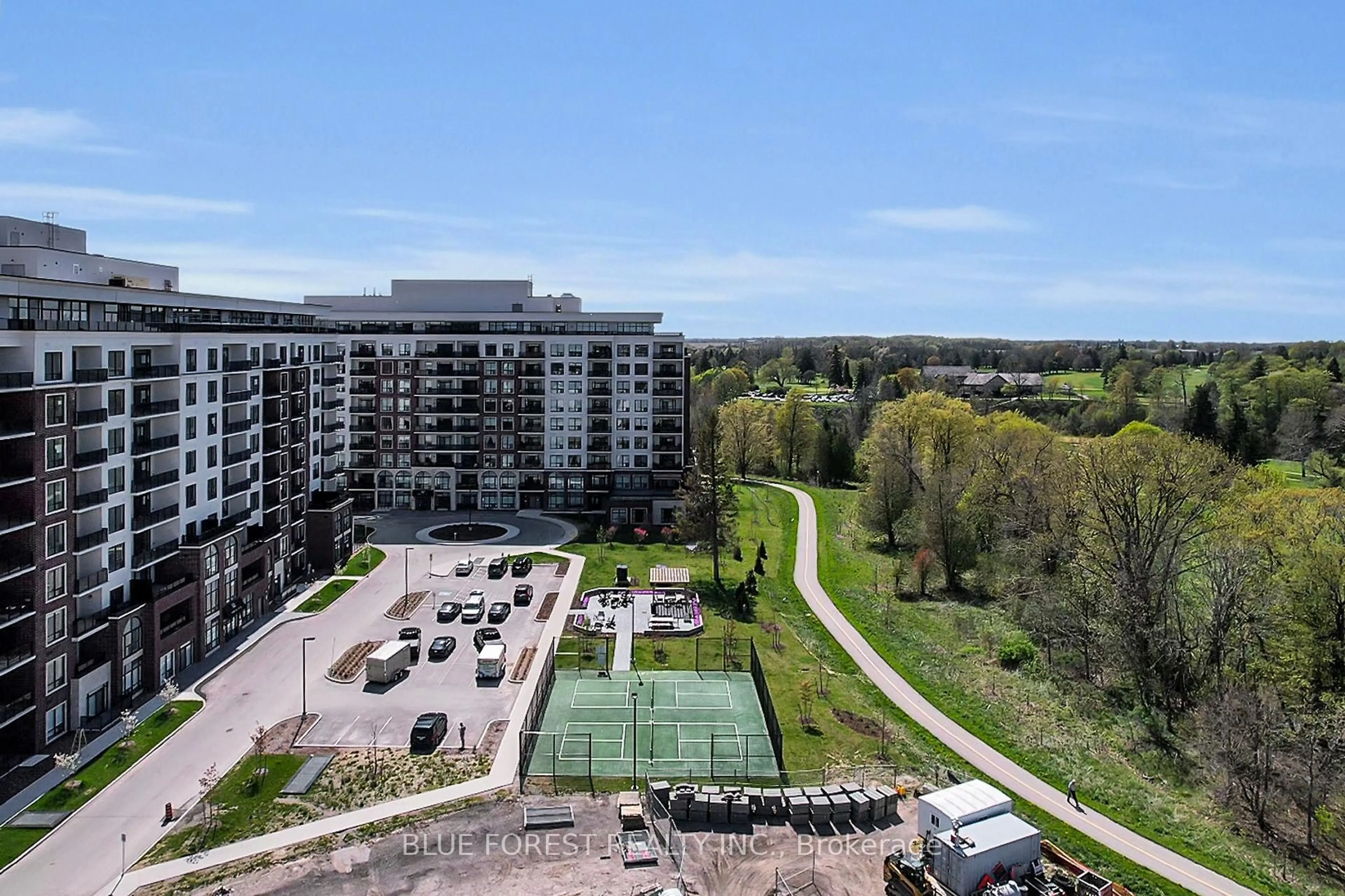 A pic from outside/outdoor area/front of a property/back of a property/a pic from drone, city buildings view from balcony for 460 Callaway Rd #107, London North Ontario N6G 0Z2