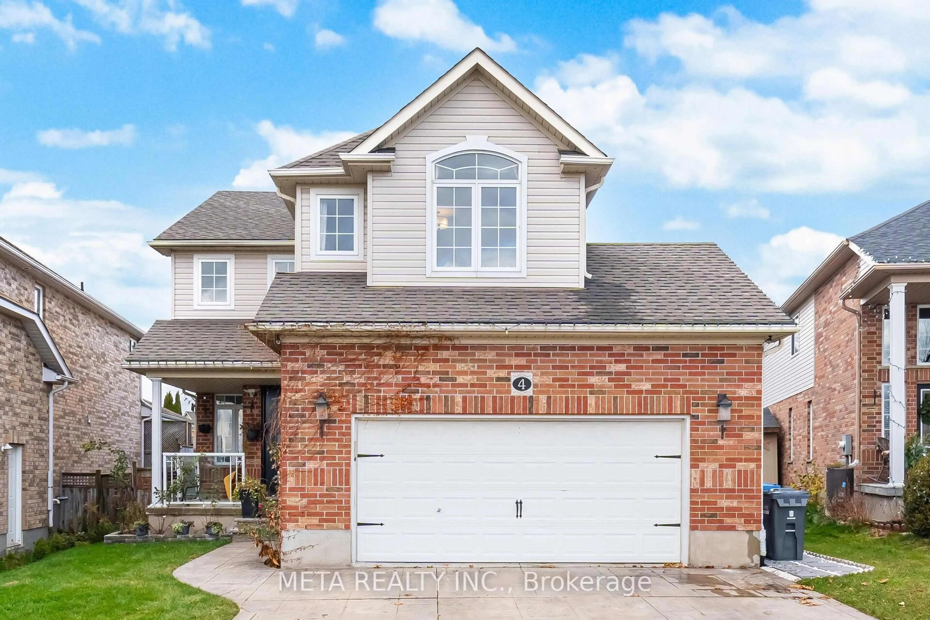 Home with brick exterior material, street for 4 Popham Dr, Guelph Ontario N1E 0B7