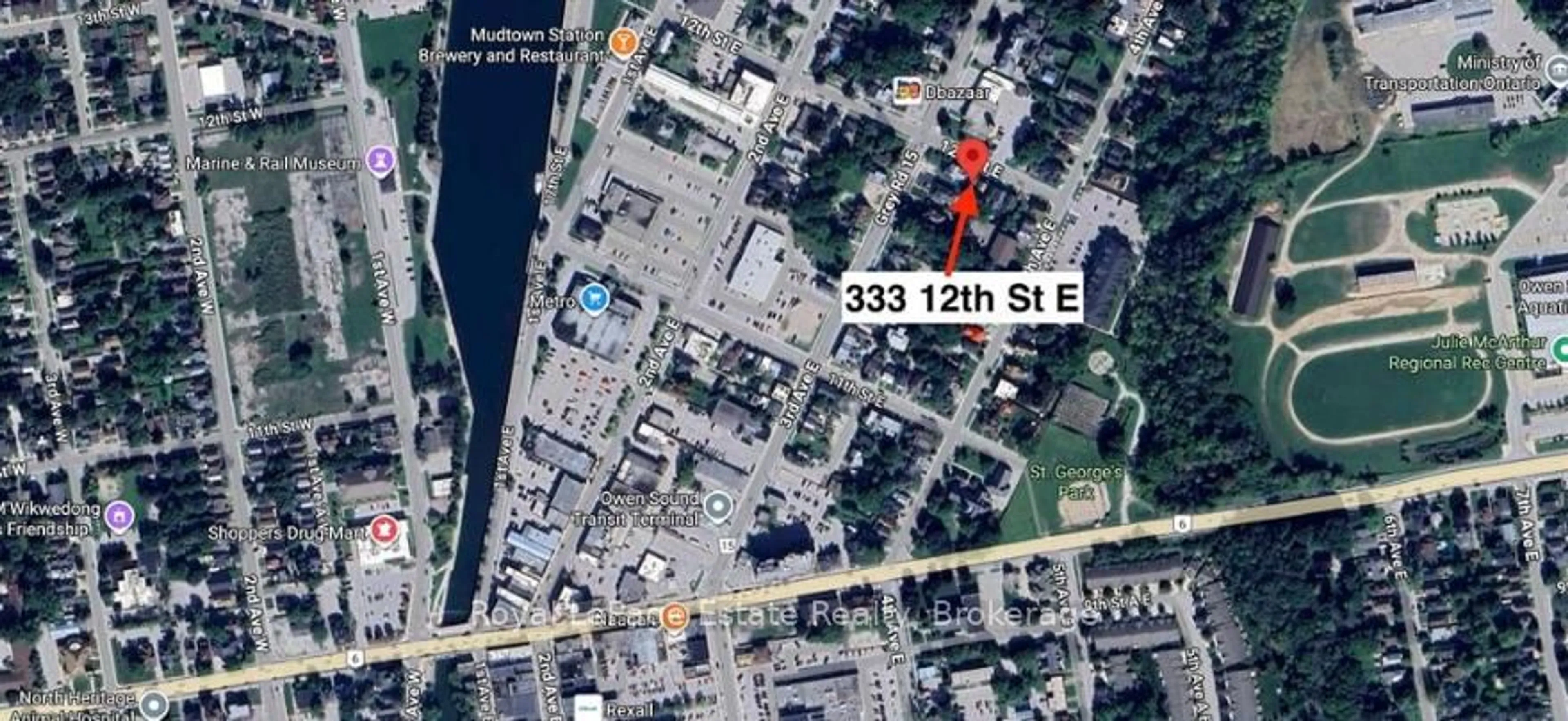 Picture of a map for 333 12th St, Owen Sound Ontario N4K 1W1