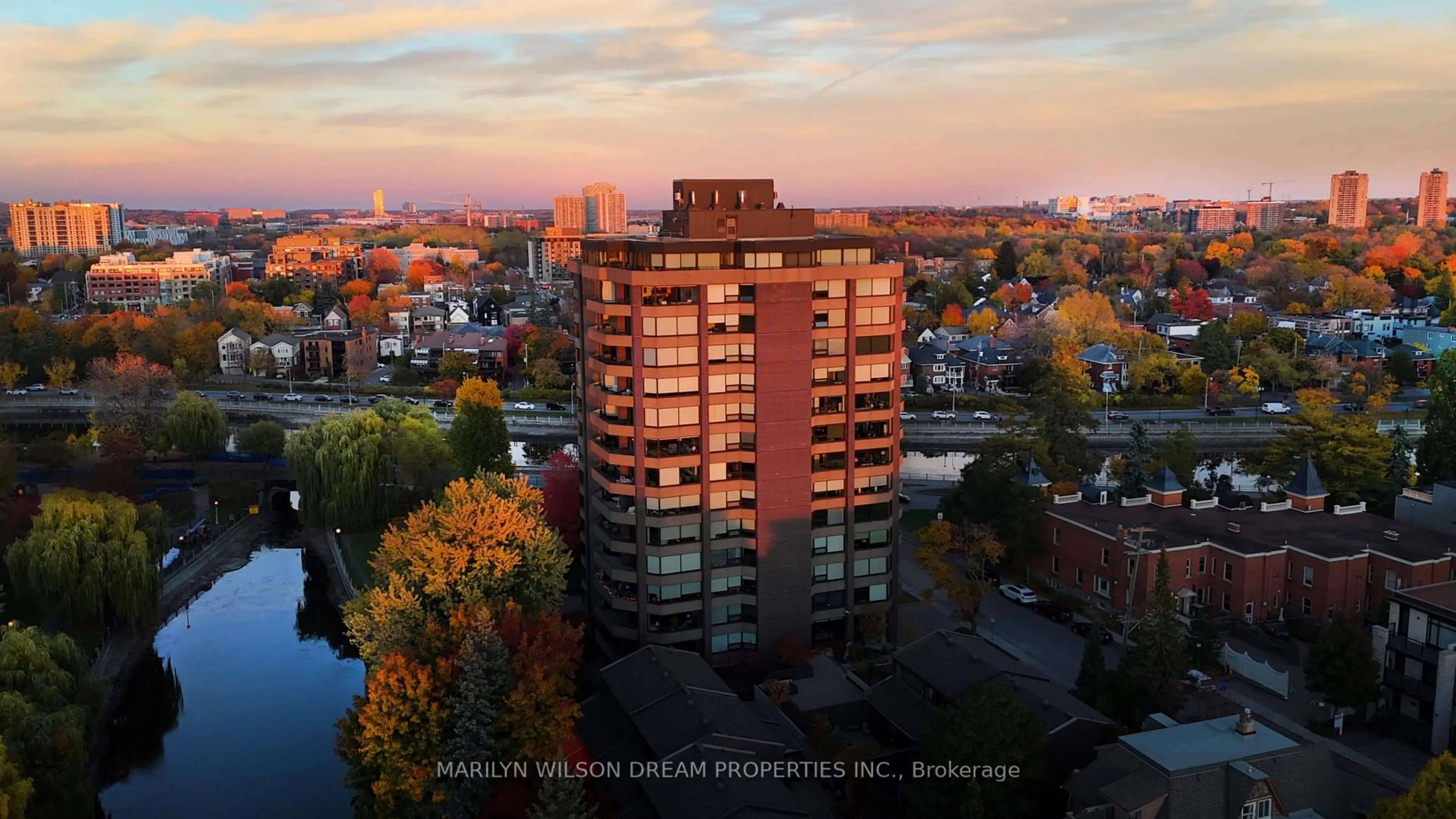 A pic from outside/outdoor area/front of a property/back of a property/a pic from drone, city buildings view from balcony for 300 Queen Elizabeth Dr #8D, Ottawa Ontario K1S 3M6