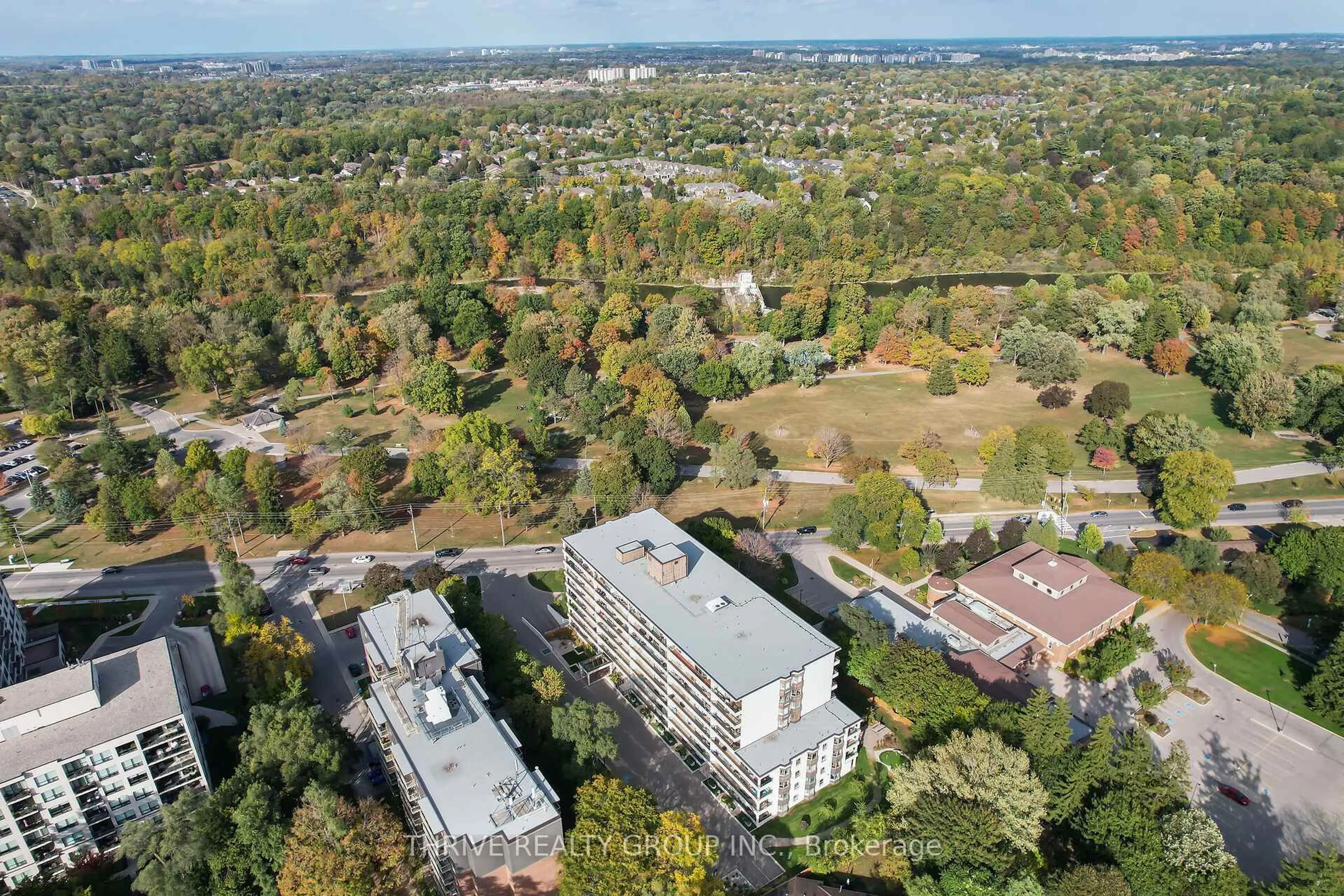A pic from outside/outdoor area/front of a property/back of a property/a pic from drone, city buildings view from balcony for 1180 Commissioners Rd #105, London South Ontario N6K 4J2
