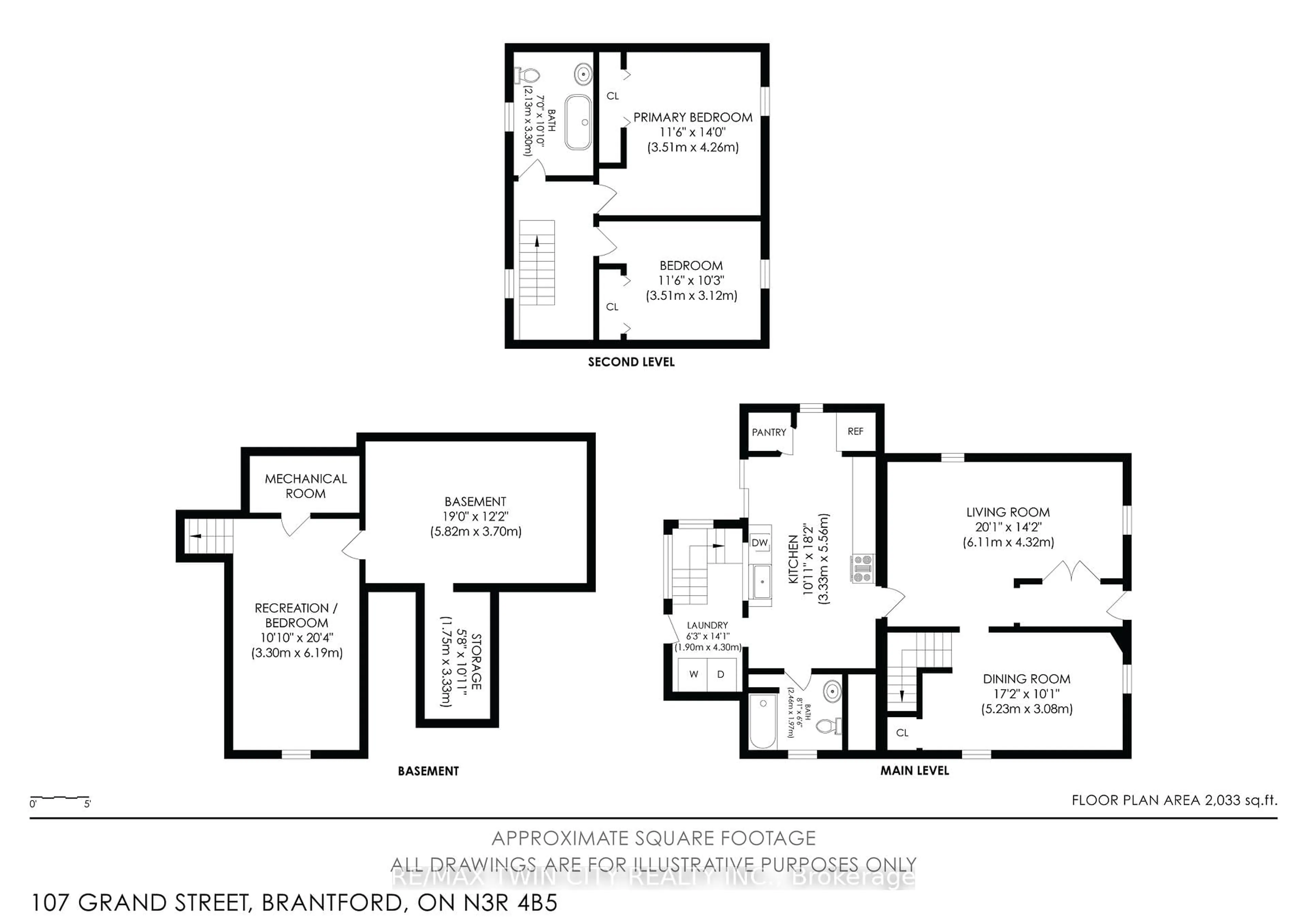 Floor plan for 107 Grand St, Brantford Ontario N3R 4B5