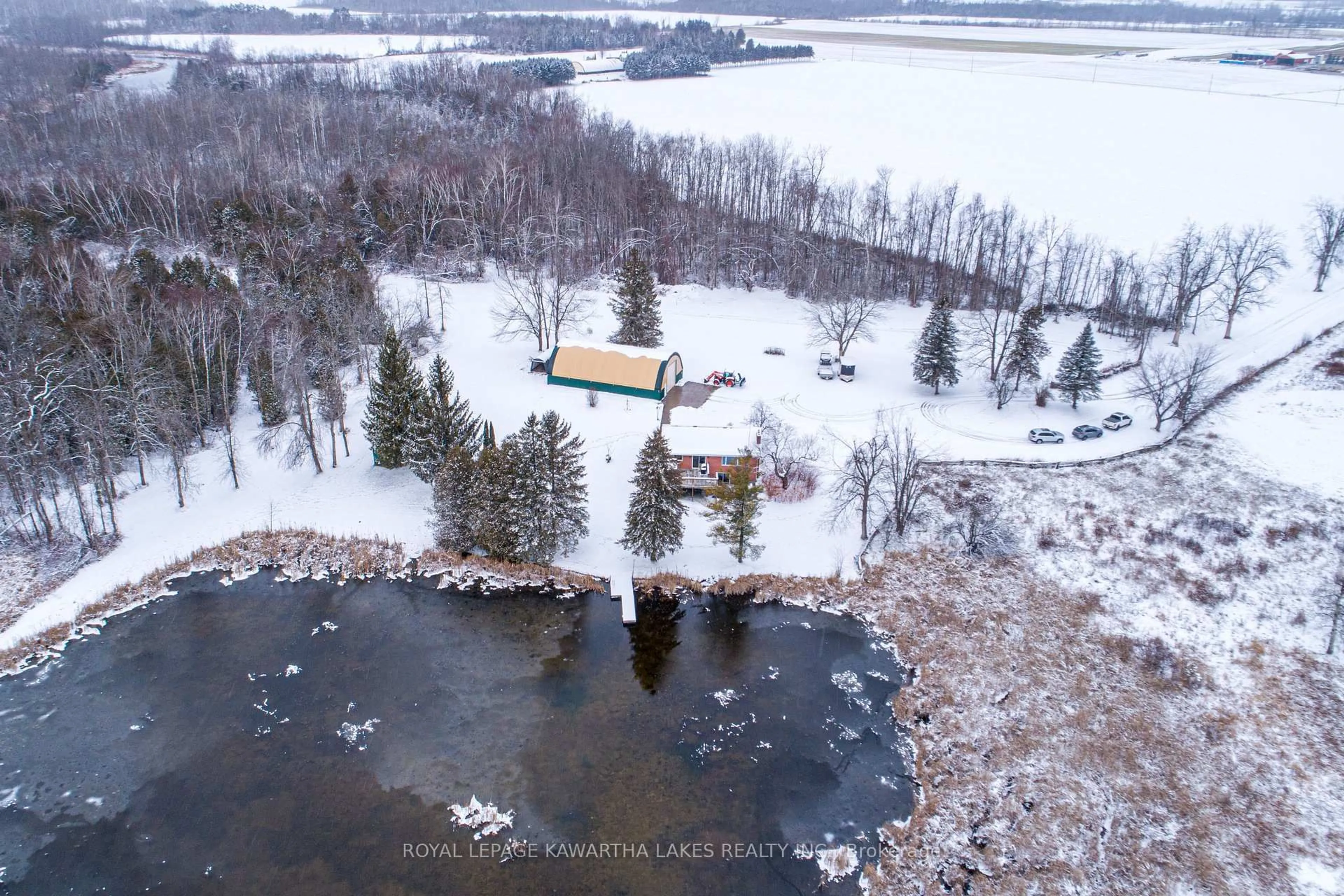 A pic from outside/outdoor area/front of a property/back of a property/a pic from drone, water/lake/river/ocean view for 1 Bridle Rd, Kawartha Lakes Ontario K9V 4R2