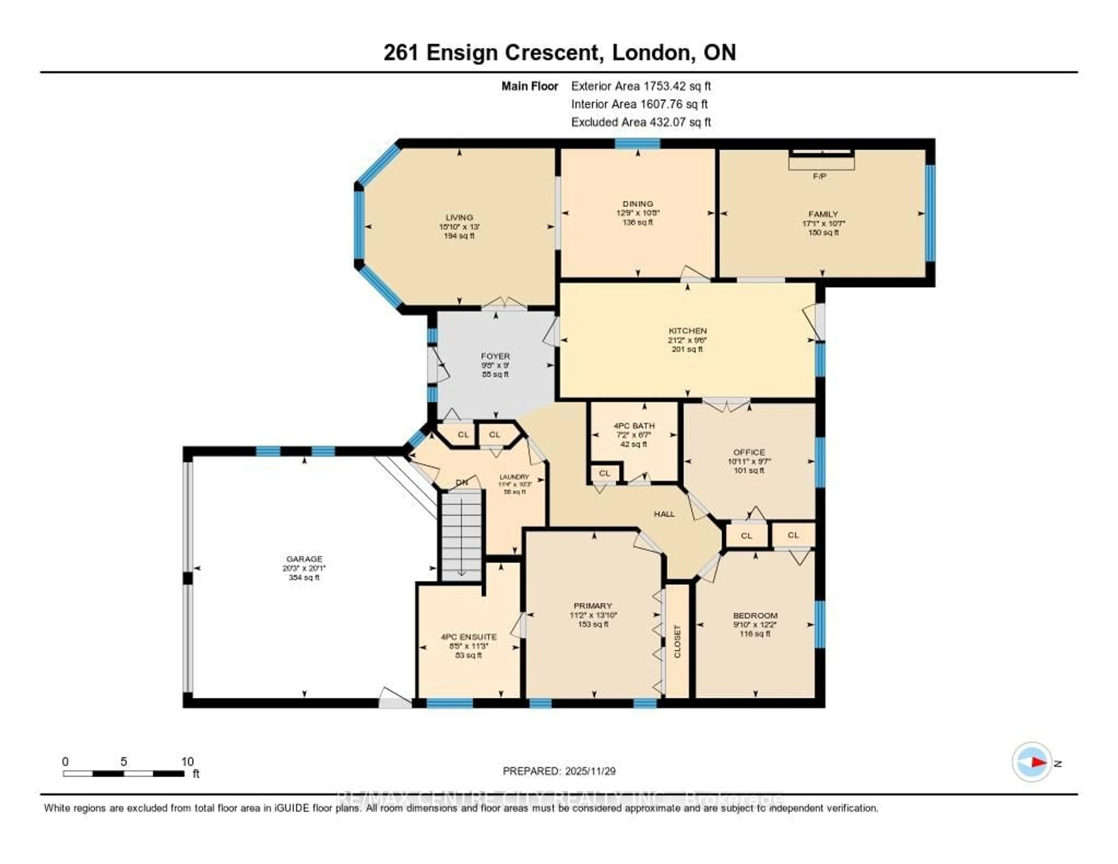 Floor plan for 261 Ensign Cres, London South Ontario N6J 4V2