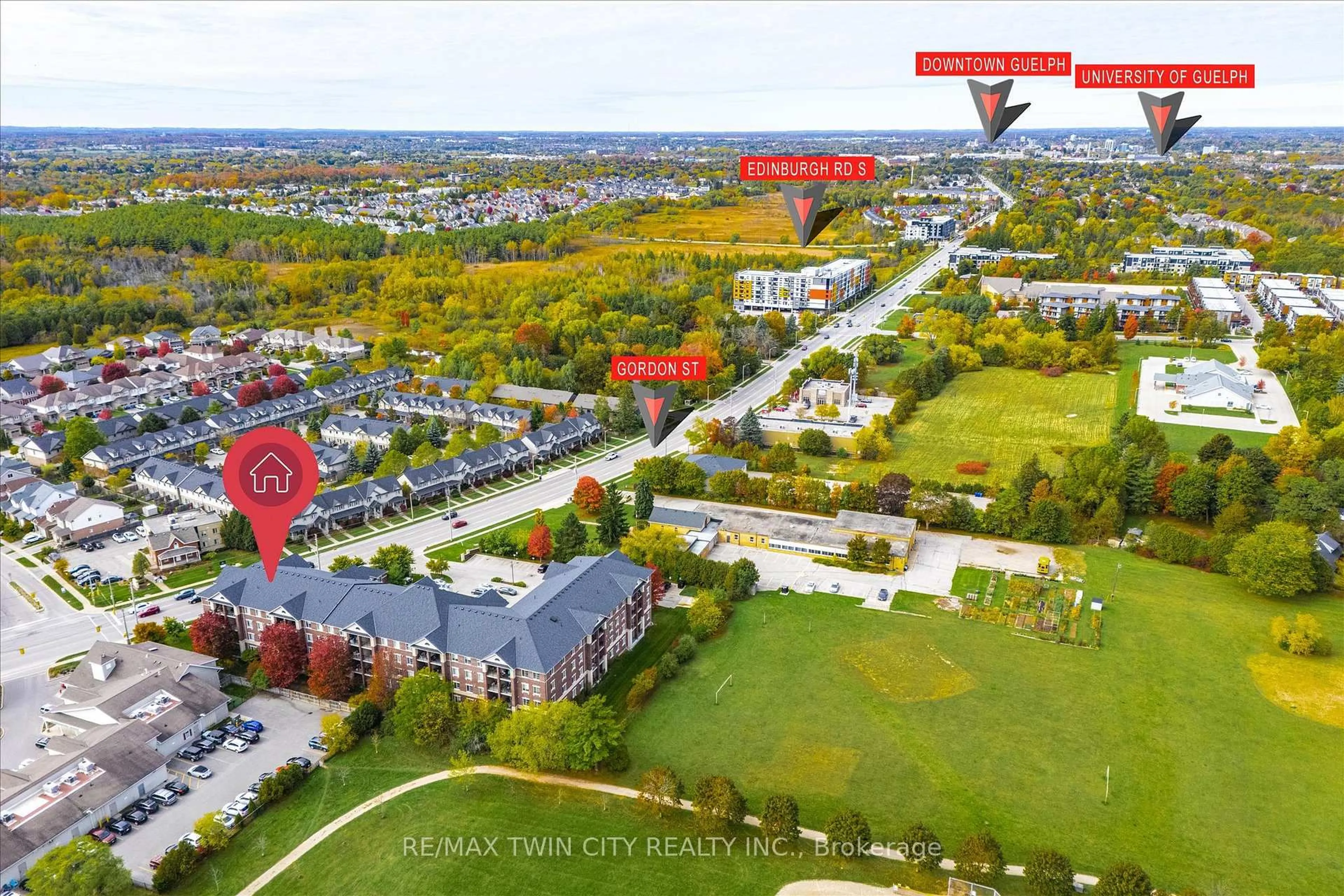 A pic from outside/outdoor area/front of a property/back of a property/a pic from drone, unknown for 1440 Gordon St #202, Guelph Ontario N1L 1C8