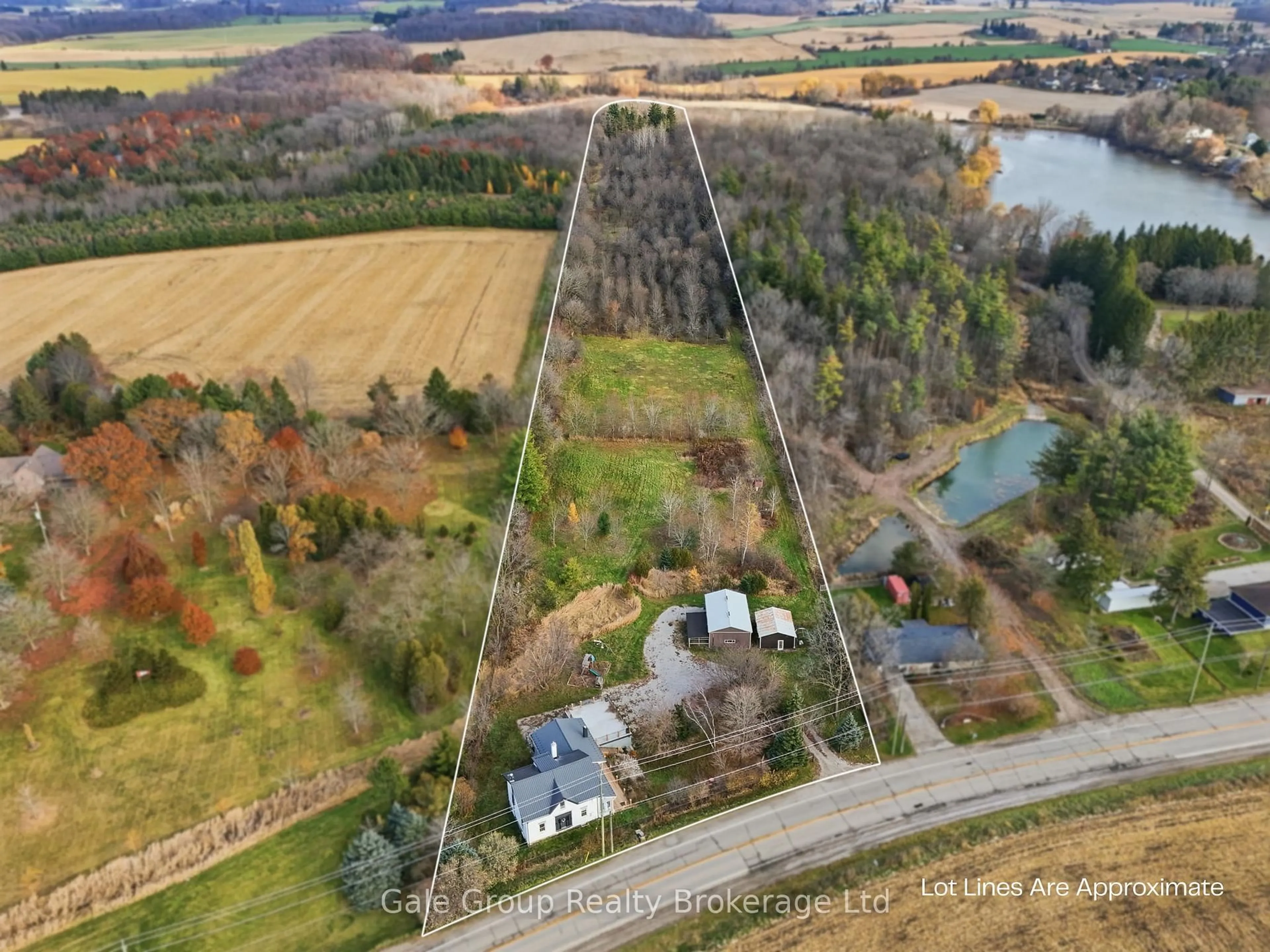 A pic from outside/outdoor area/front of a property/back of a property/a pic from drone, water/lake/river/ocean view for 1349 Queen St, Wilmot Ontario N0B 2E0