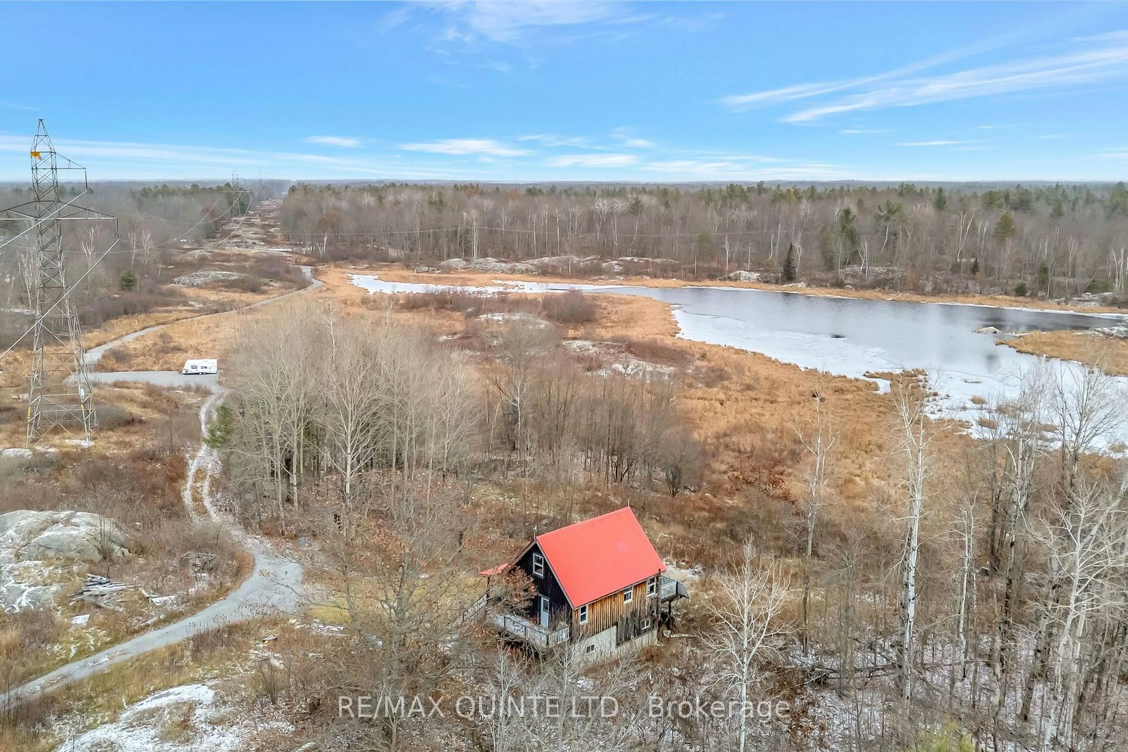 A pic from outside/outdoor area/front of a property/back of a property/a pic from drone, water/lake/river/ocean view for 1340 Flinton Rd, Kaladar Ontario K0H 1P0