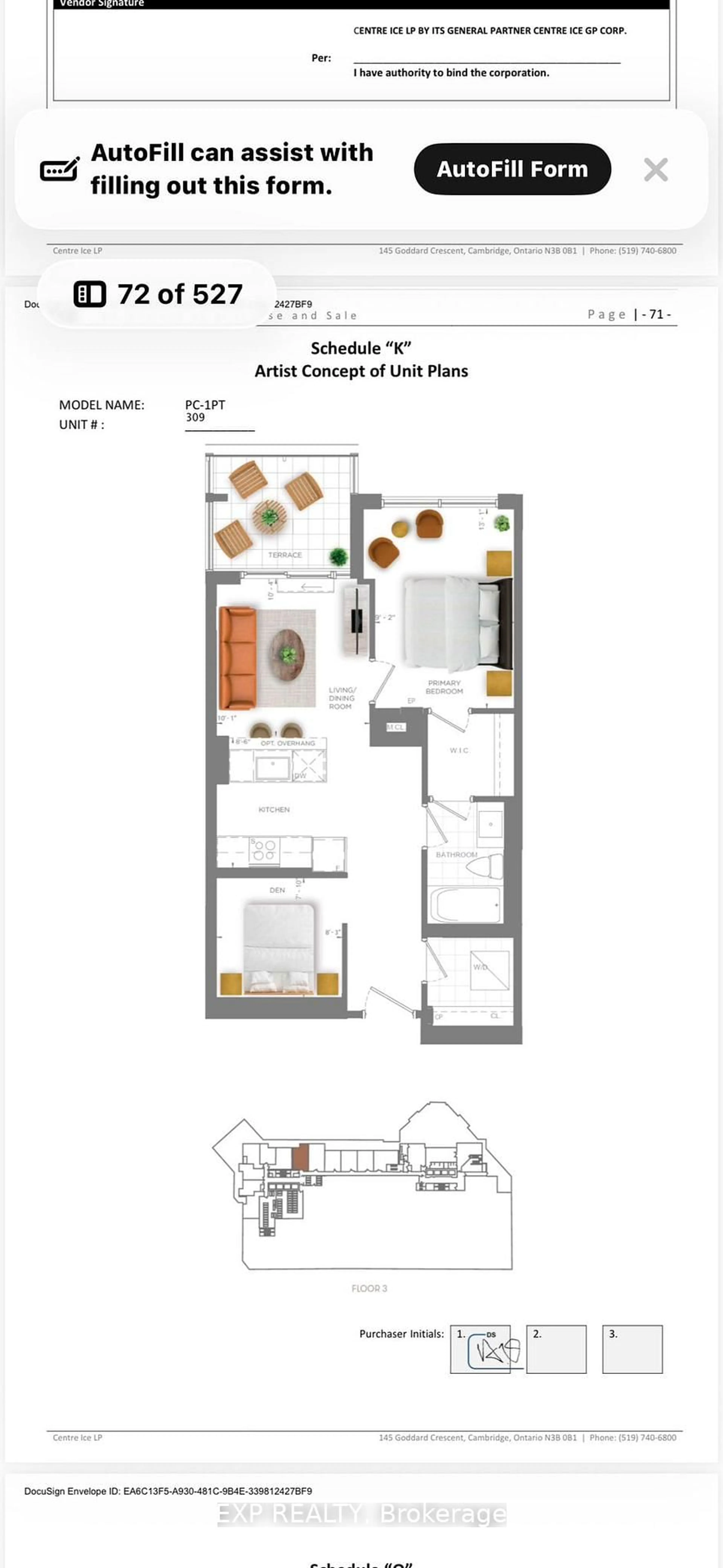 Floor plan for 25 Wellingtont St #309, Kitchener Ontario N2G 0G5