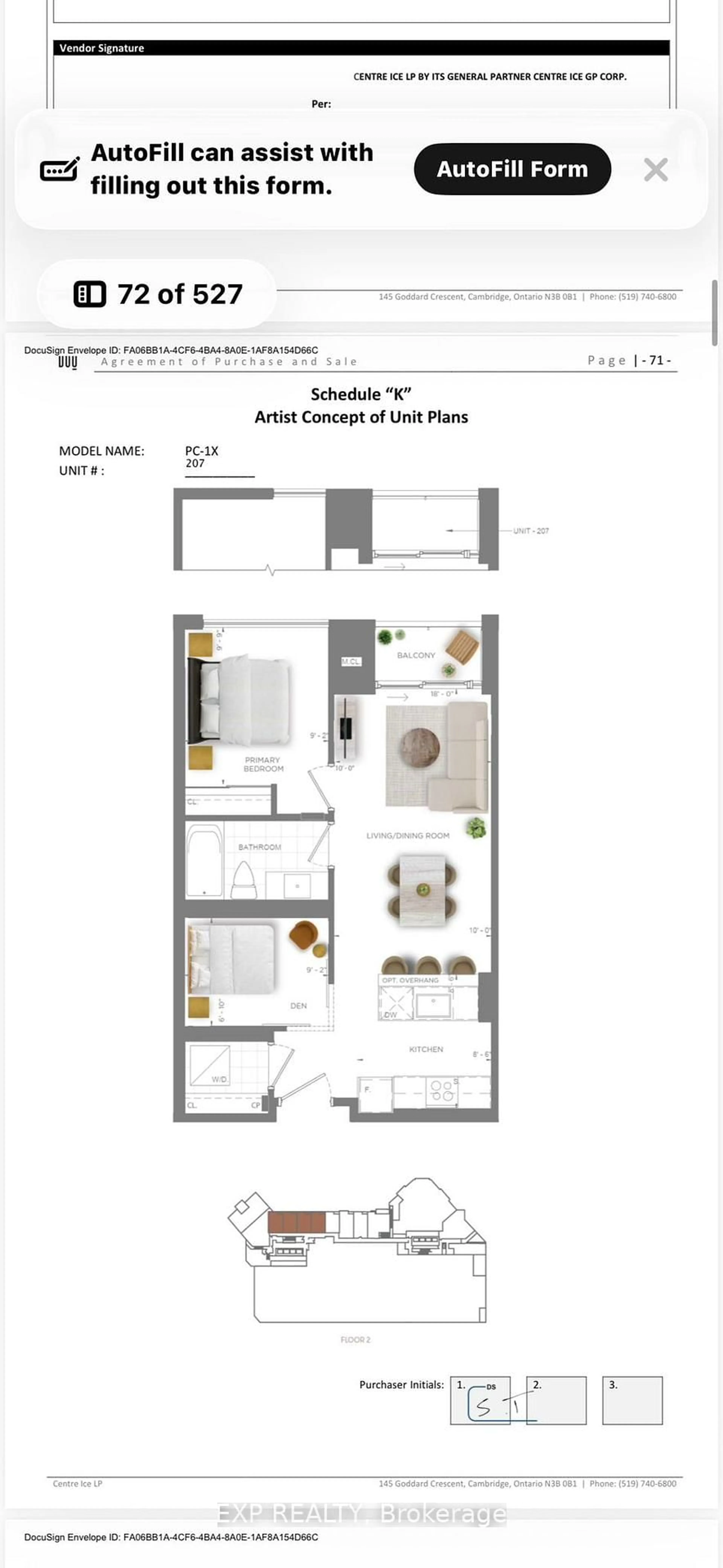 Floor plan for 25 Wellington St #207, Kitchener Ontario N2G 0G5