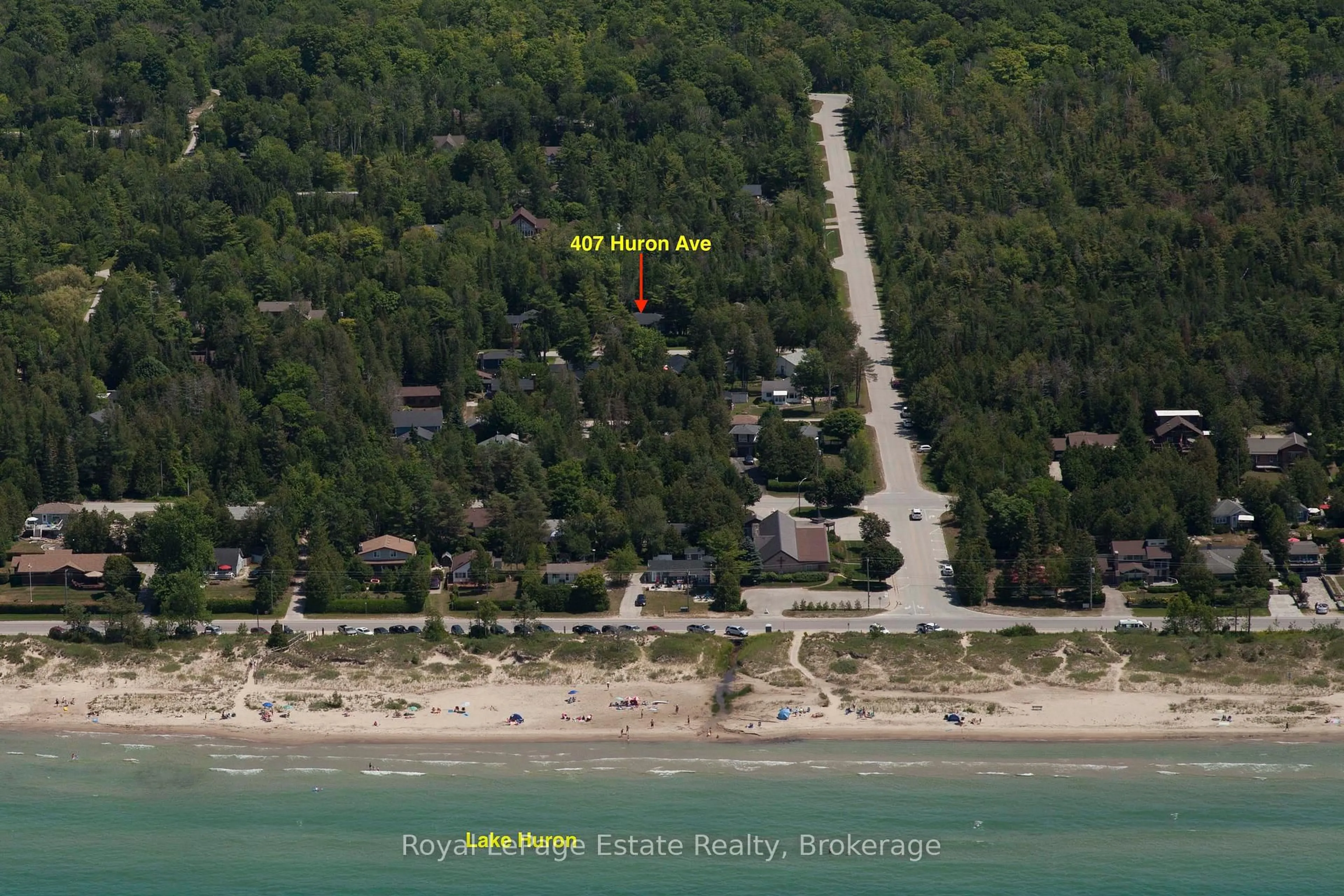 A pic from outside/outdoor area/front of a property/back of a property/a pic from drone, water/lake/river/ocean view for 407 Huron Ave, South Bruce Peninsula Ontario N0H 2G0