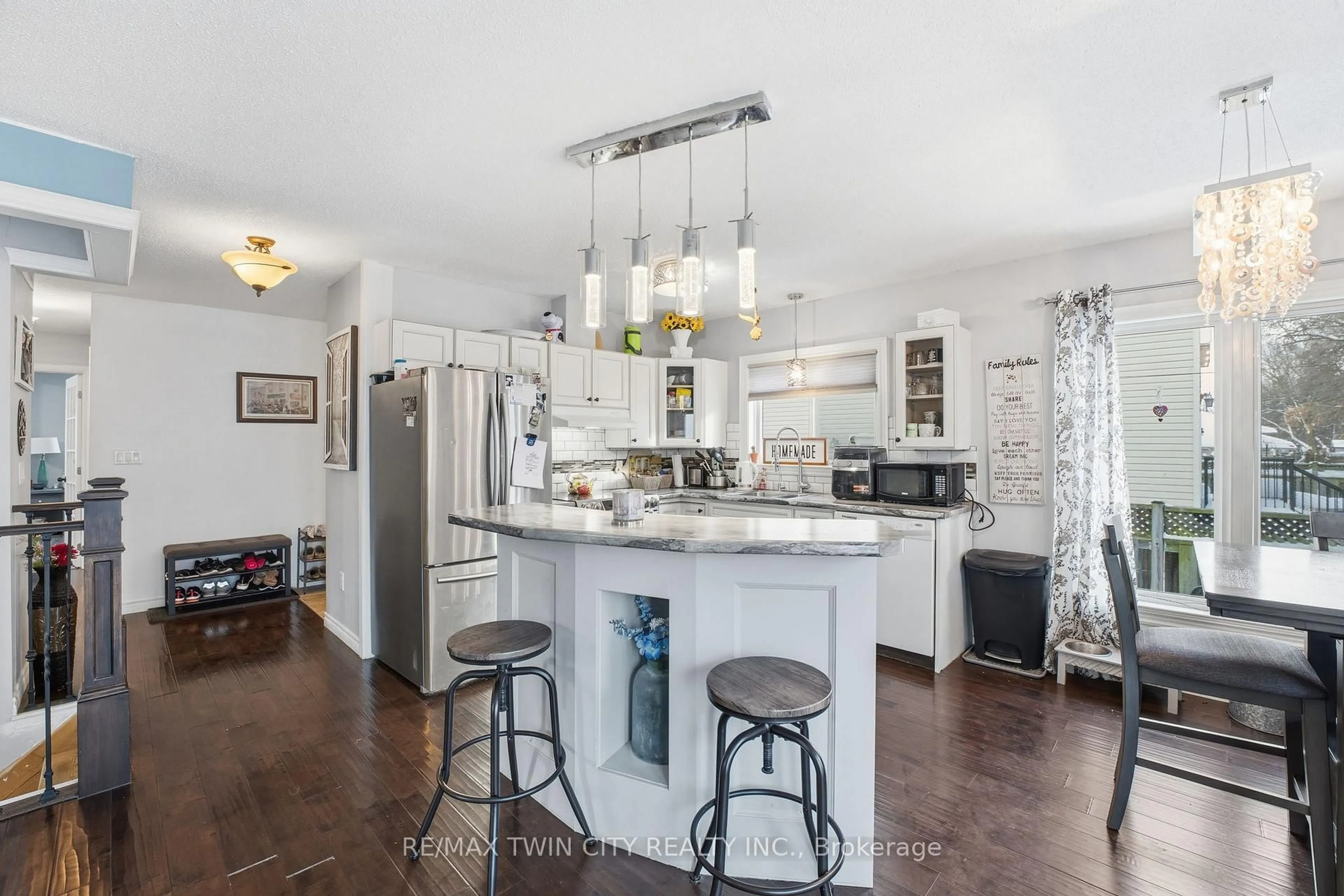 Open concept kitchen, ceramic/tile floor for 128 Schlueter St, Cambridge Ontario N3H 4B3