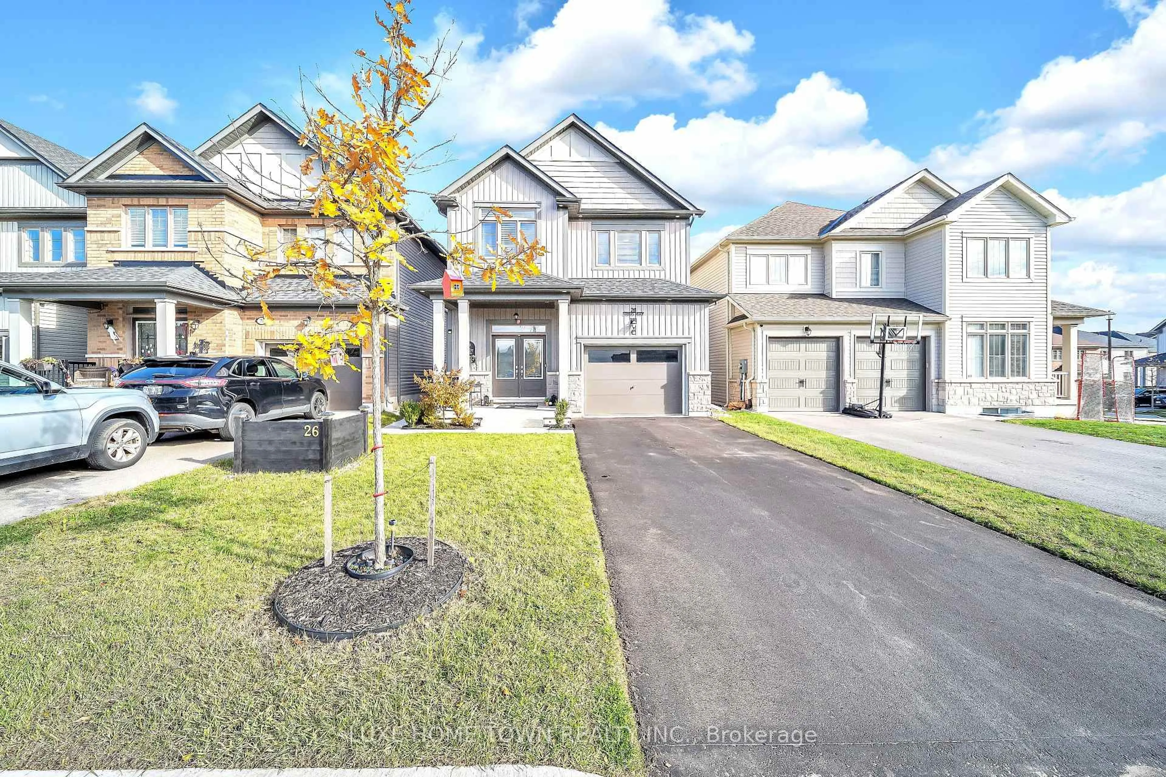 A pic from outside/outdoor area/front of a property/back of a property/a pic from drone, street for 26 Gibbs Way, Centre Wellington Ontario N1M 0G7