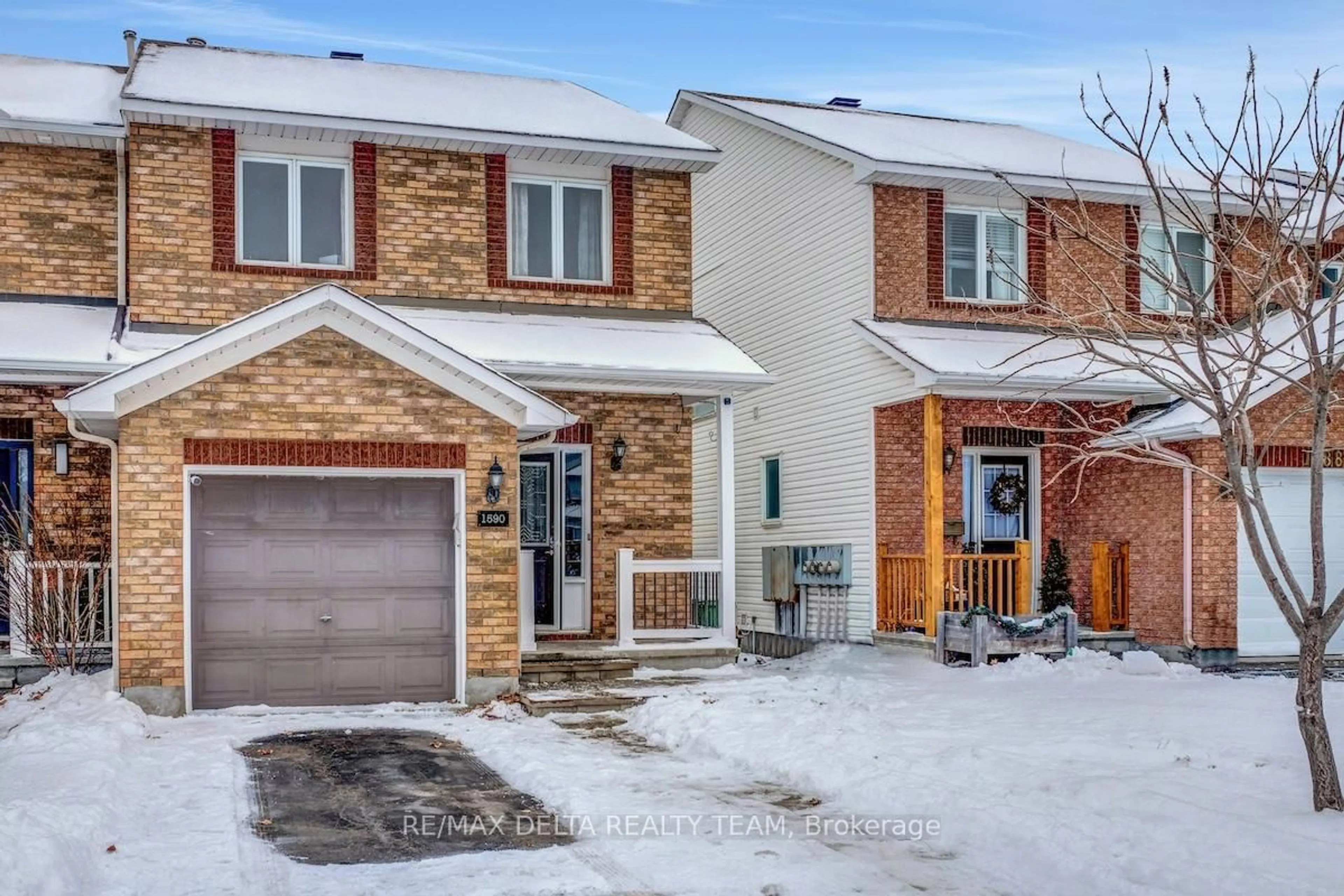 Home with brick exterior material, street for 1590 Cedar Mills Rd, Orleans Ontario K1C 7M1