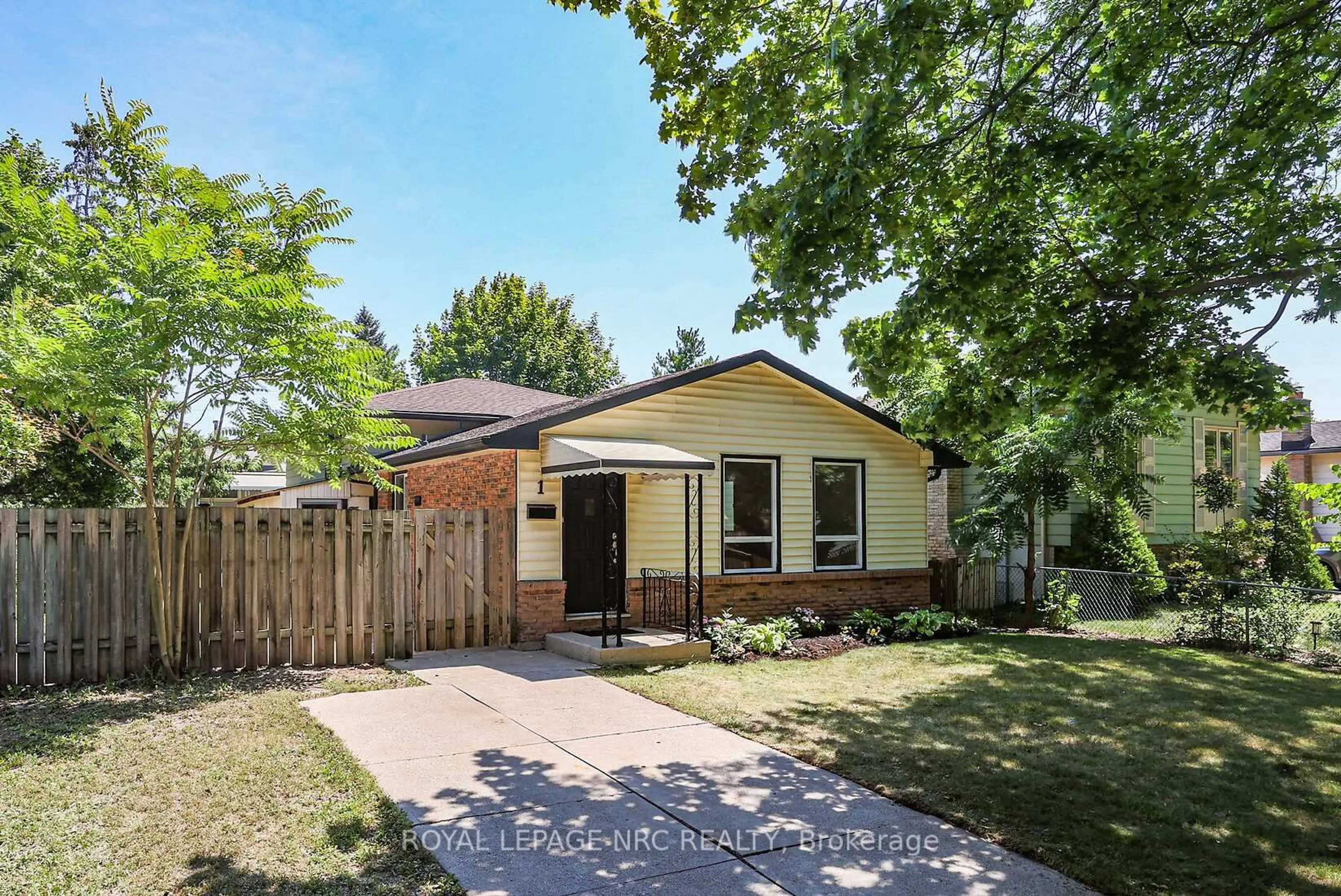 Home with brick exterior material, street for 1 Rainbow Dr, St. Catharines Ontario L2M 7A2