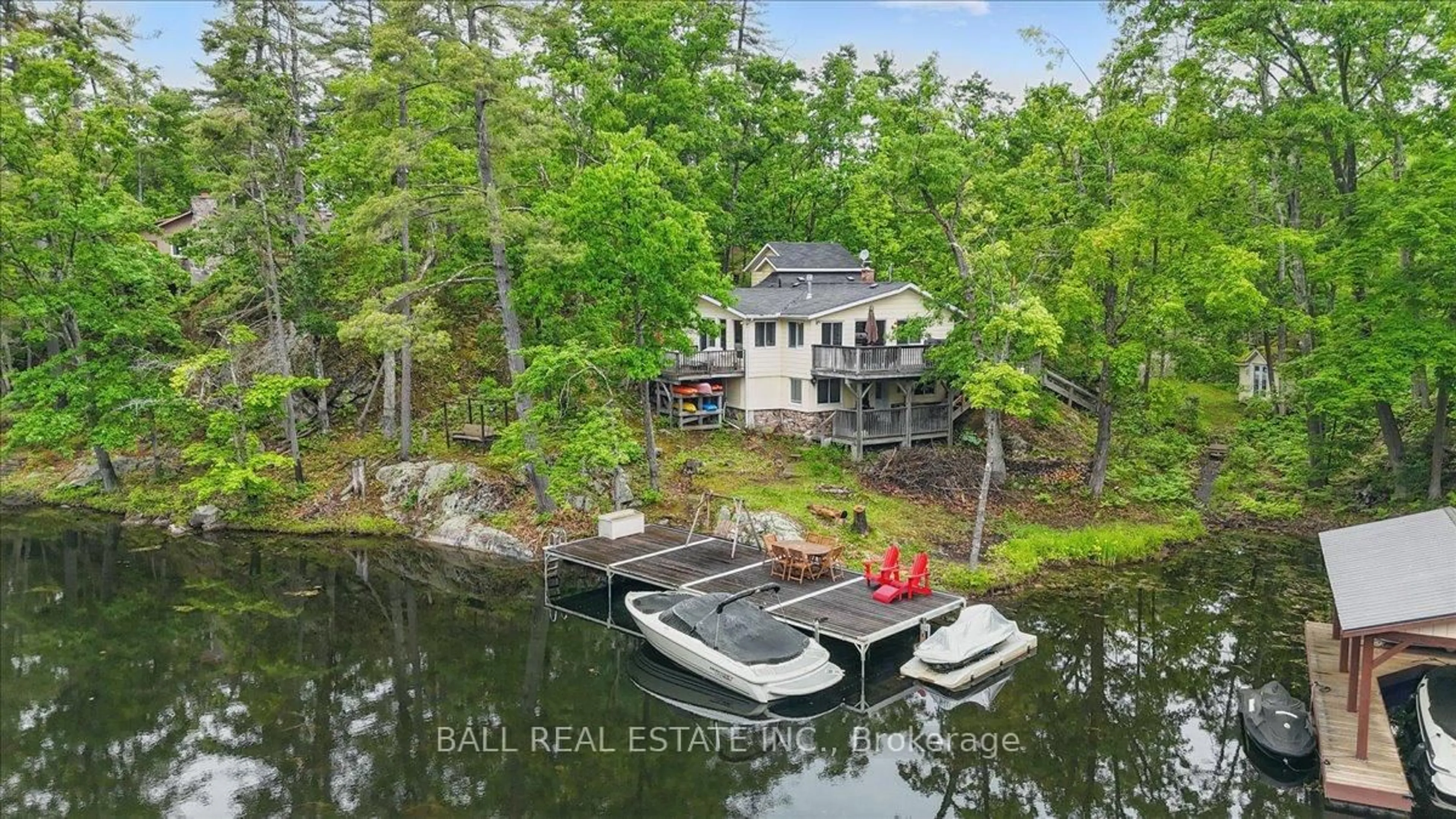 A pic from outside/outdoor area/front of a property/back of a property/a pic from drone, water/lake/river/ocean view for 3559 Harbour Point Lane, Selwyn Ontario K0L 2H0