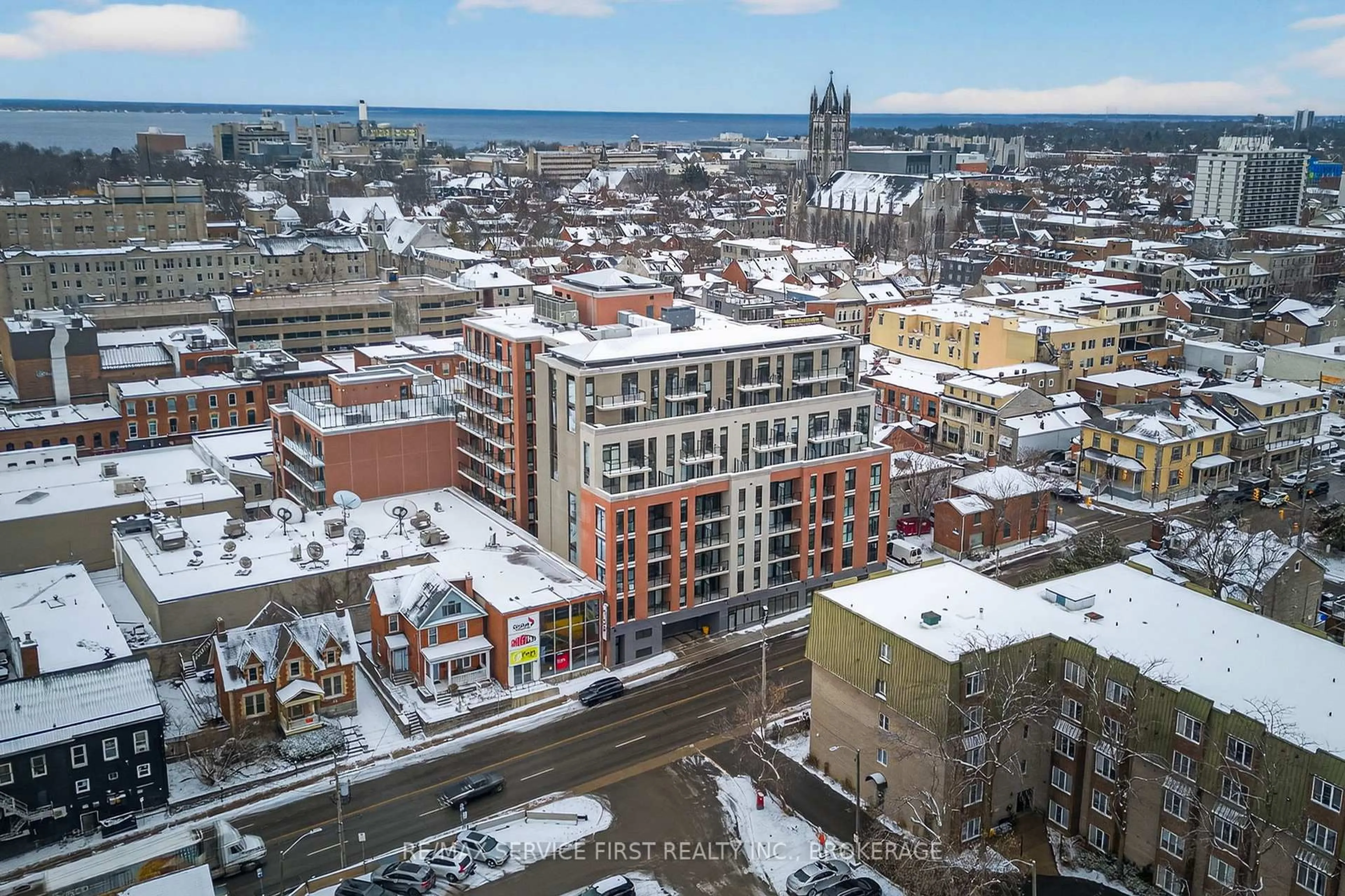 A pic from outside/outdoor area/front of a property/back of a property/a pic from drone, city buildings view from balcony for 223 Princess St #613, Kingston Ontario K7L 0G8