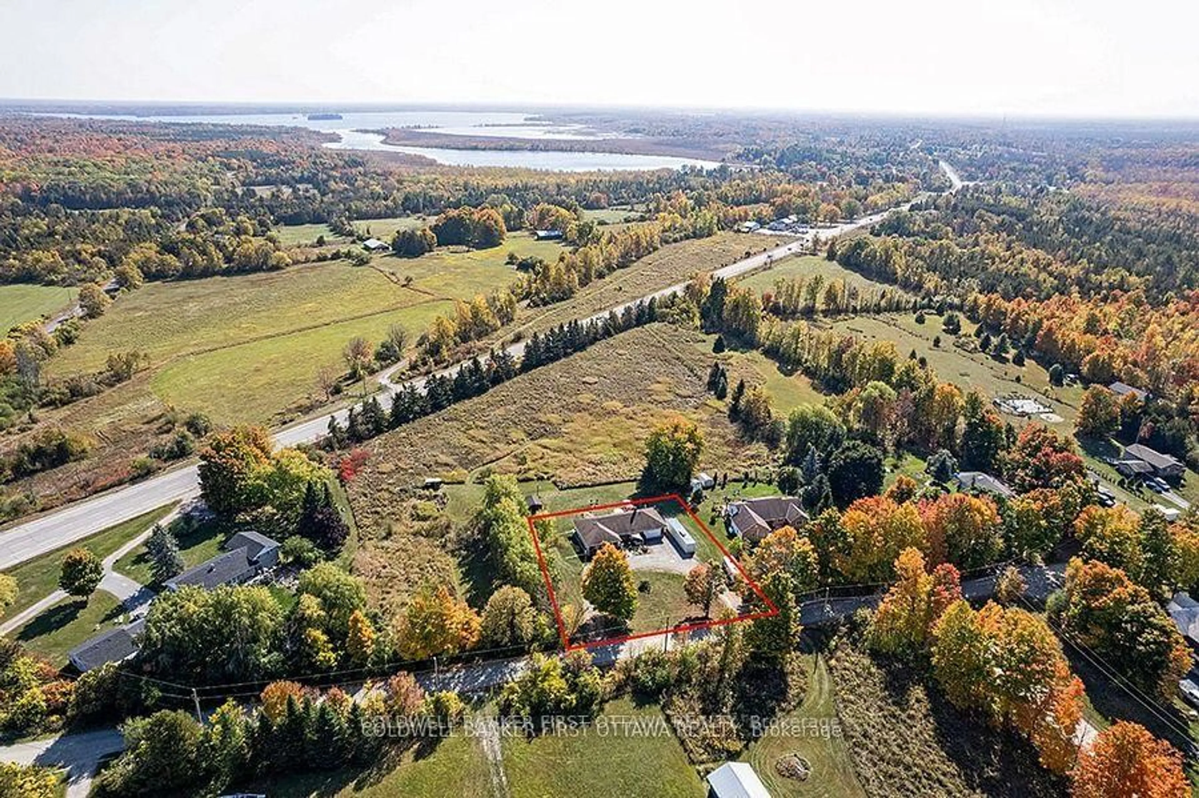 A pic from outside/outdoor area/front of a property/back of a property/a pic from drone, water/lake/river/ocean view for 741 Drummond Con 12C Rd, Carleton Place Ontario K7C 3P1