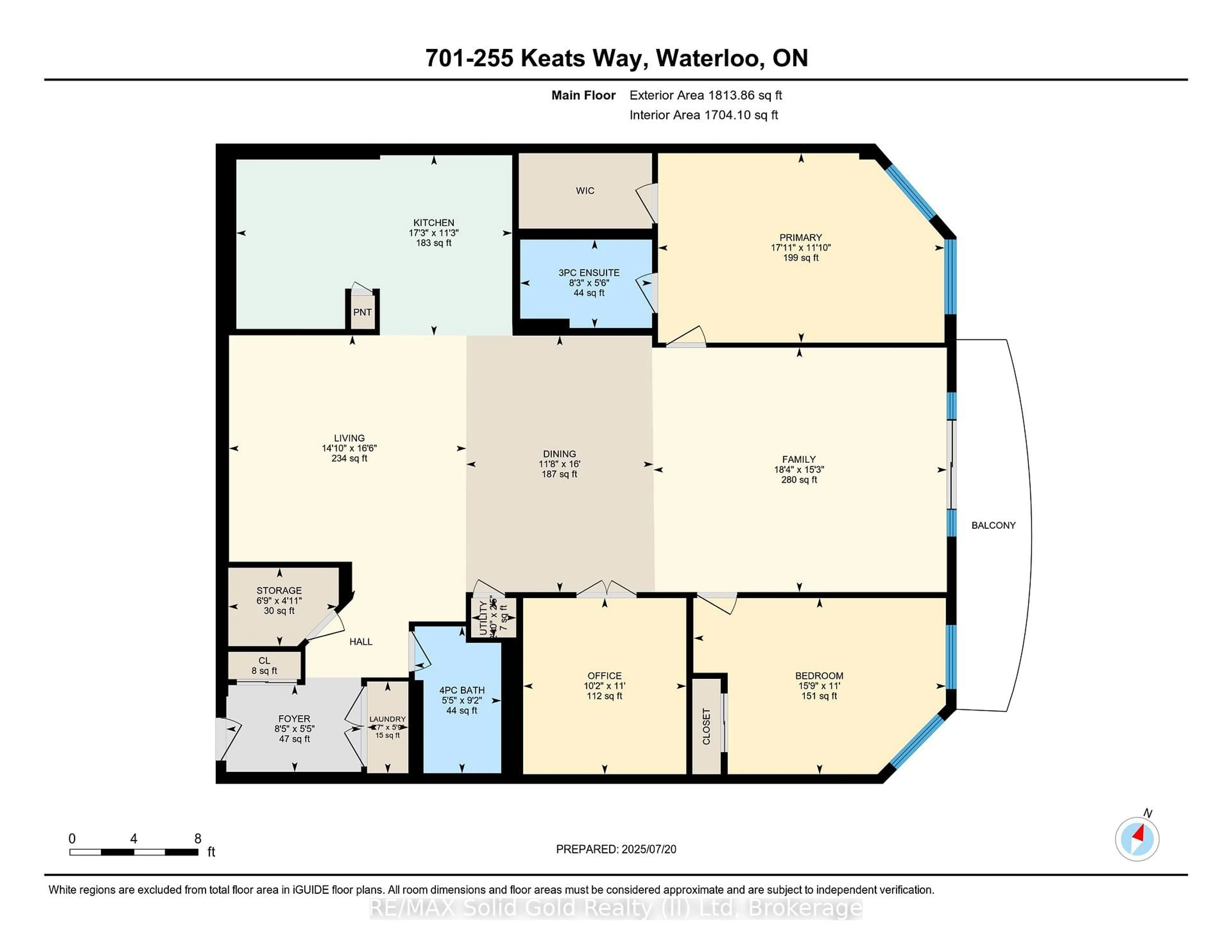Floor plan for 255 Keats Way #701, Waterloo Ontario N2L 6N6
