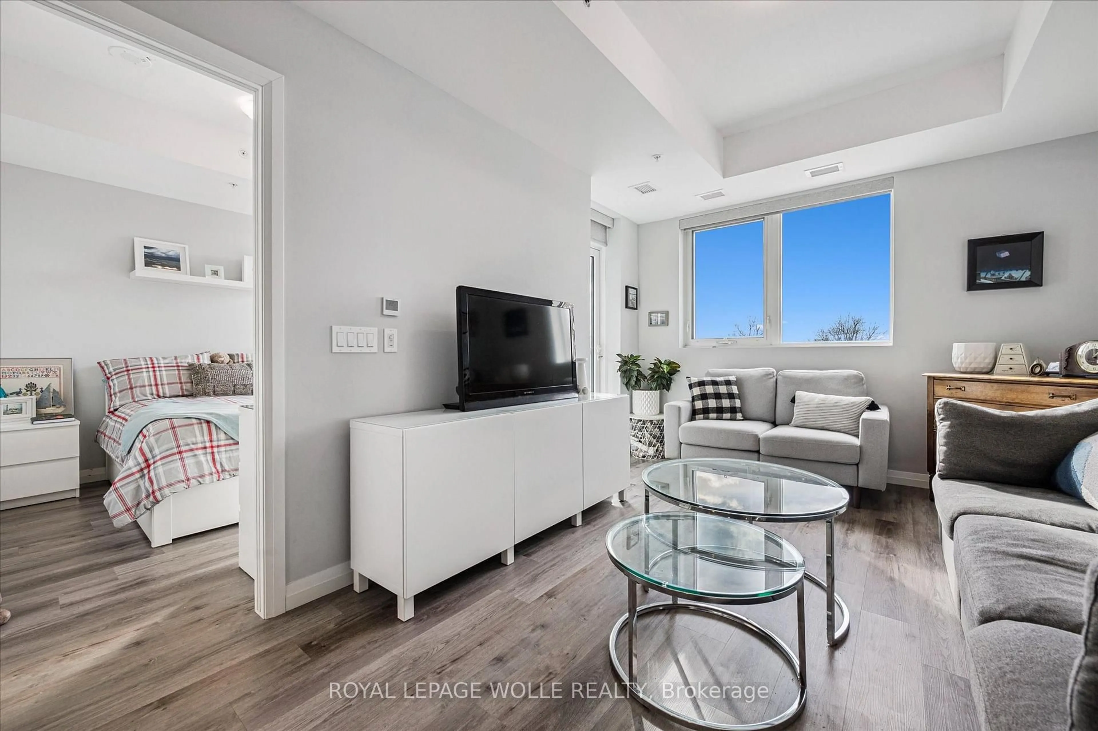 Living room with furniture, unknown for 108 Garment St #416, Kitchener Ontario N2G 0E2