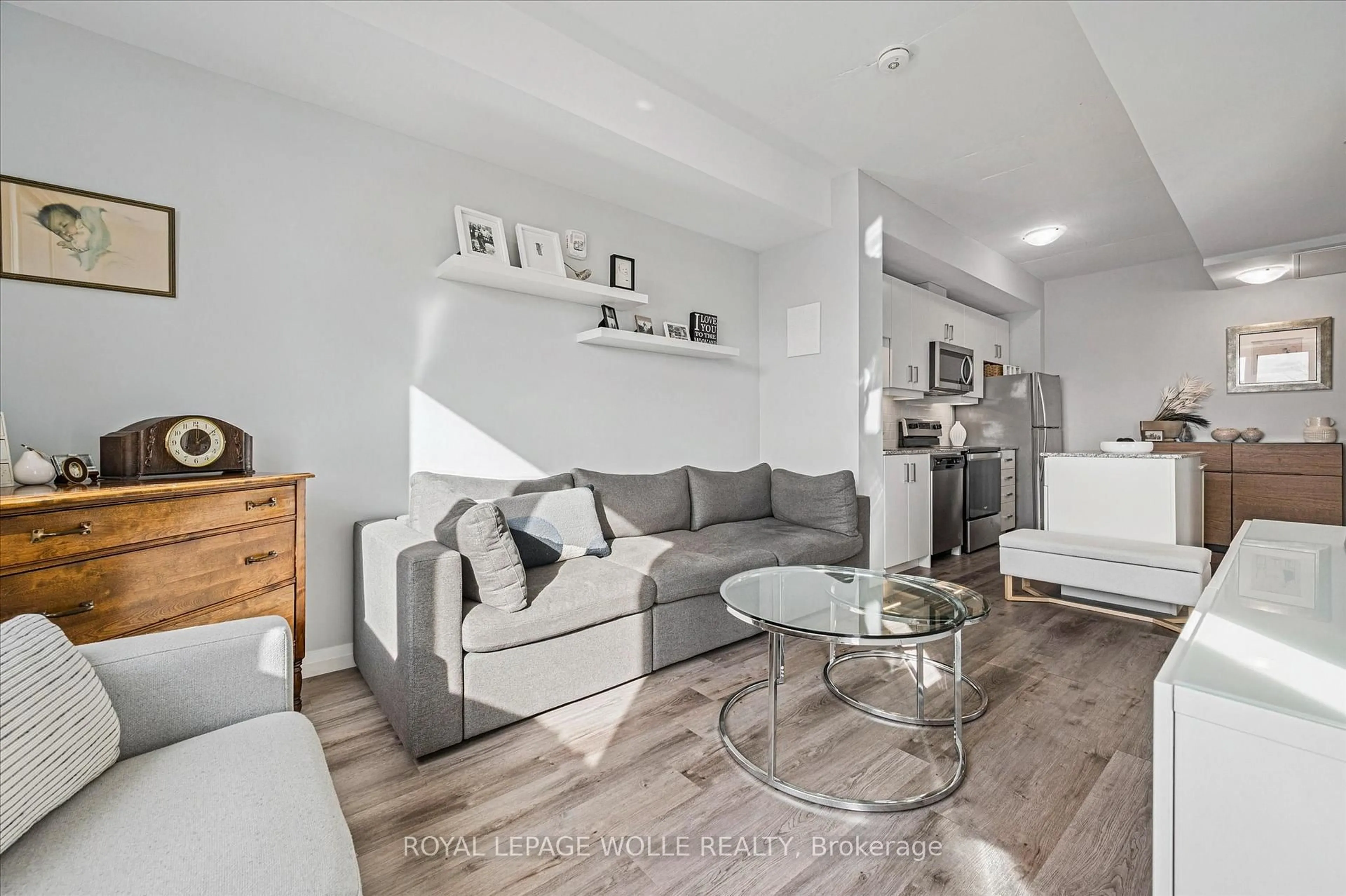 Living room with furniture, unknown for 108 Garment St #416, Kitchener Ontario N2G 0E2