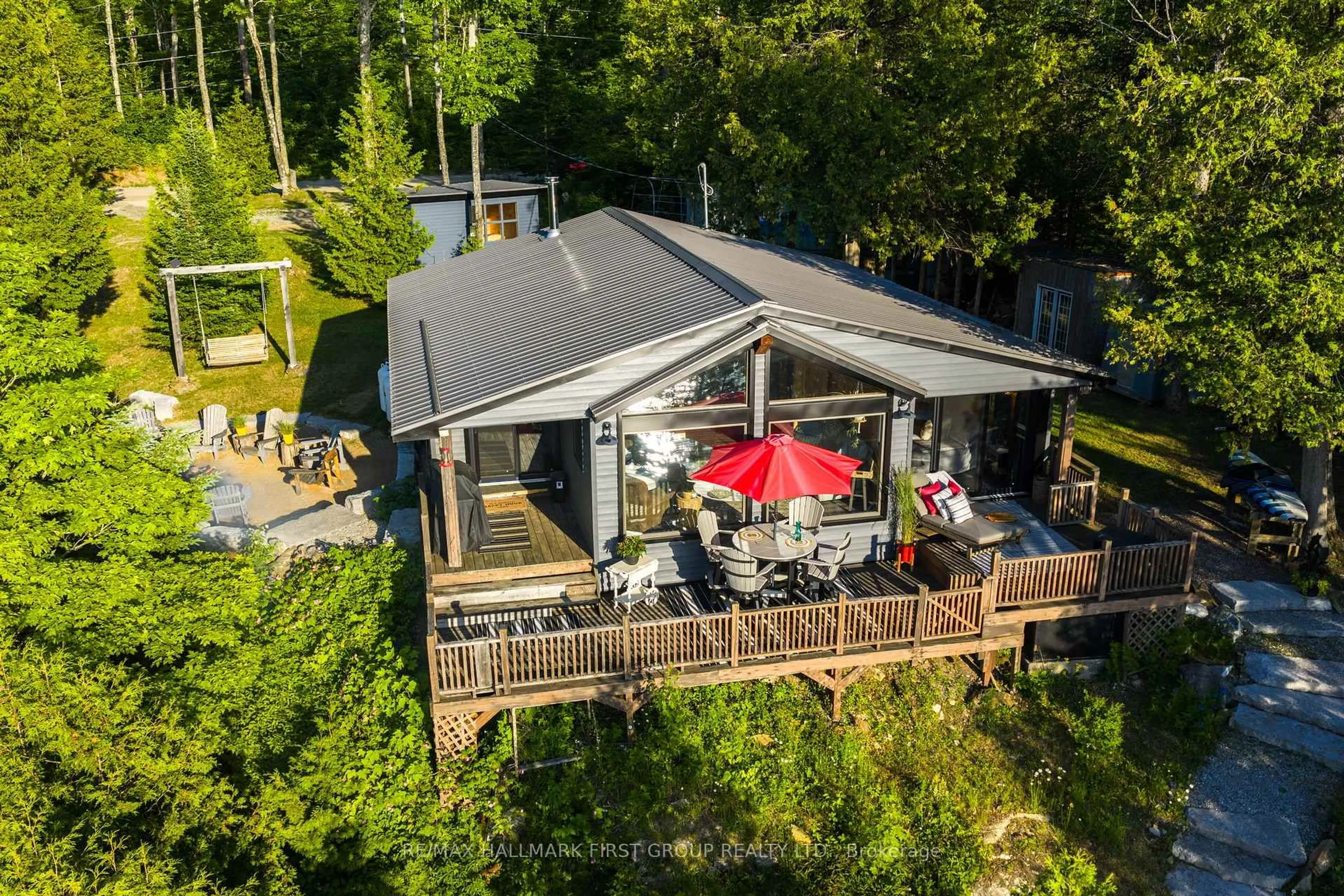 A pic from outside/outdoor area/front of a property/back of a property/a pic from drone, water/lake/river/ocean view for 402 STEENBURG LAKE Rd, Limerick Ontario K0M 1W0