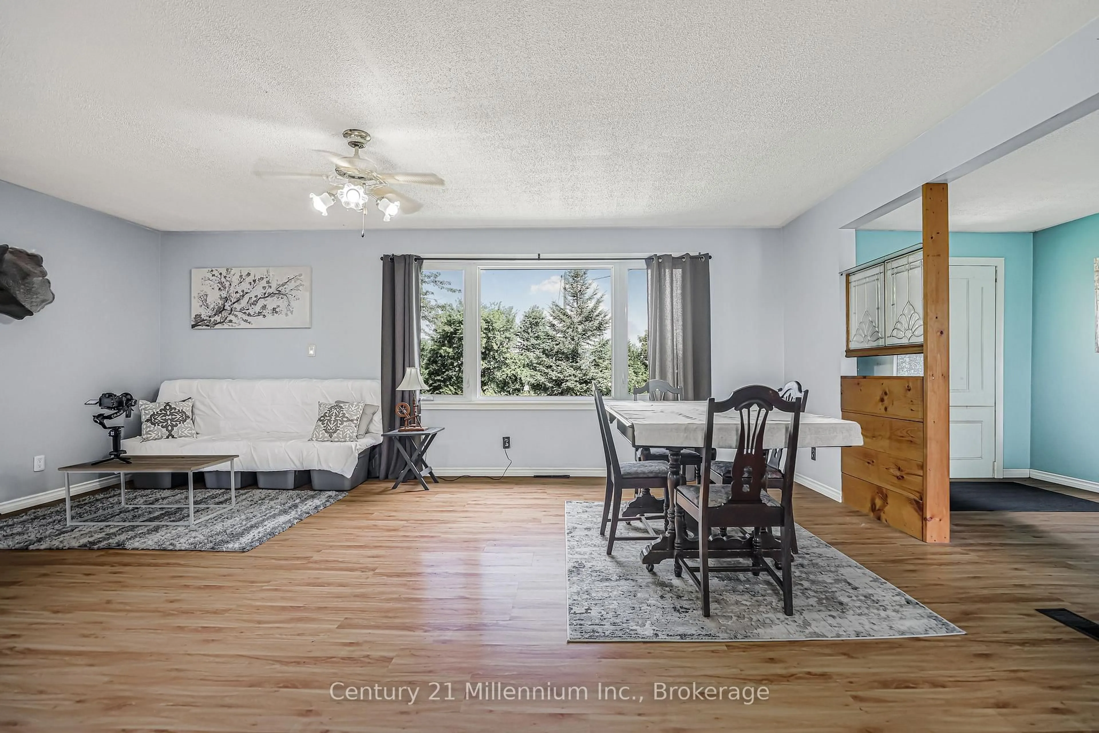 Living room with furniture, wood/laminate floor for 823 12 Concession, South Bruce Ontario N0G 1W0