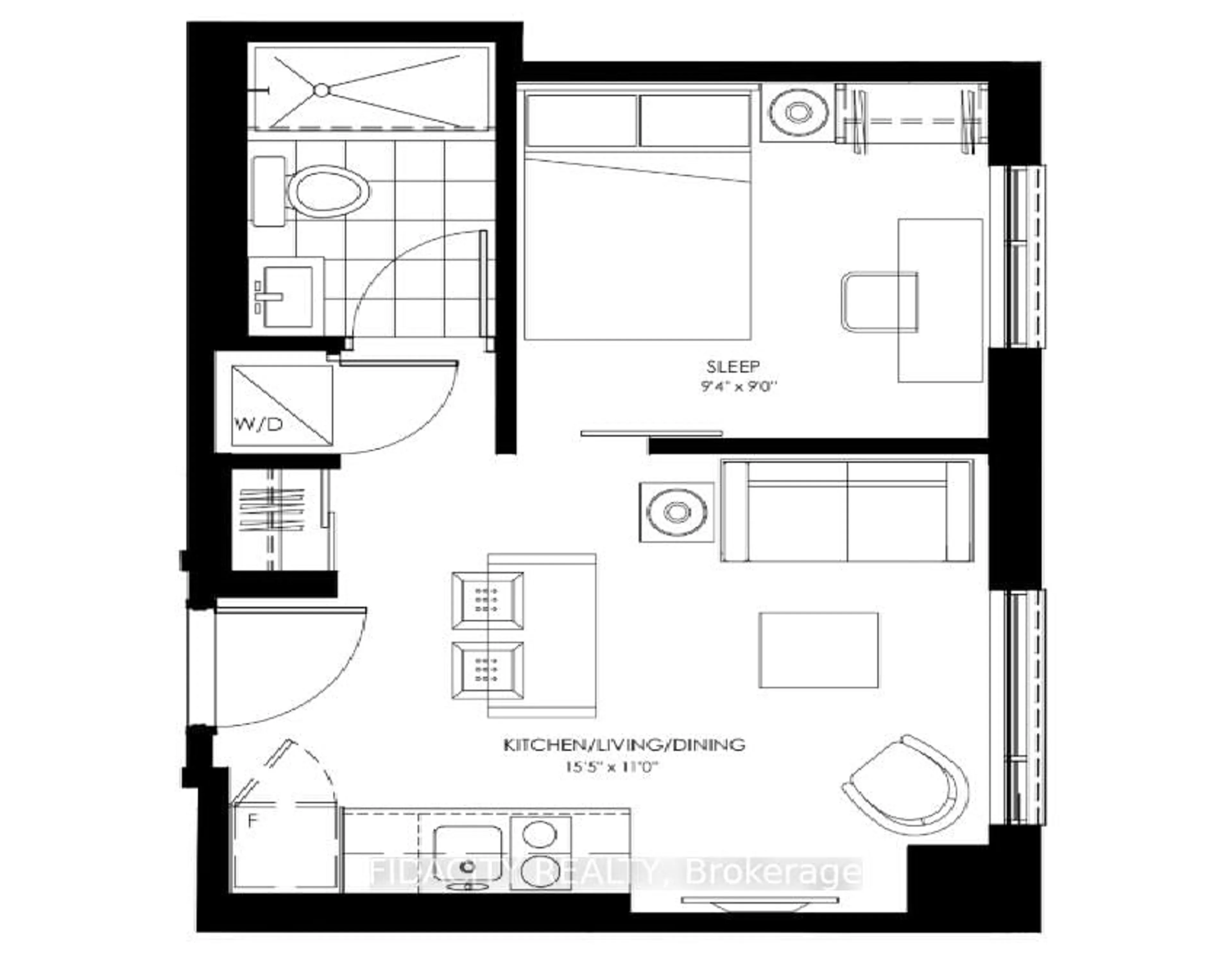 Floor plan for 105 Champagne Ave #1516, Ottawa Ontario K1S 4P3