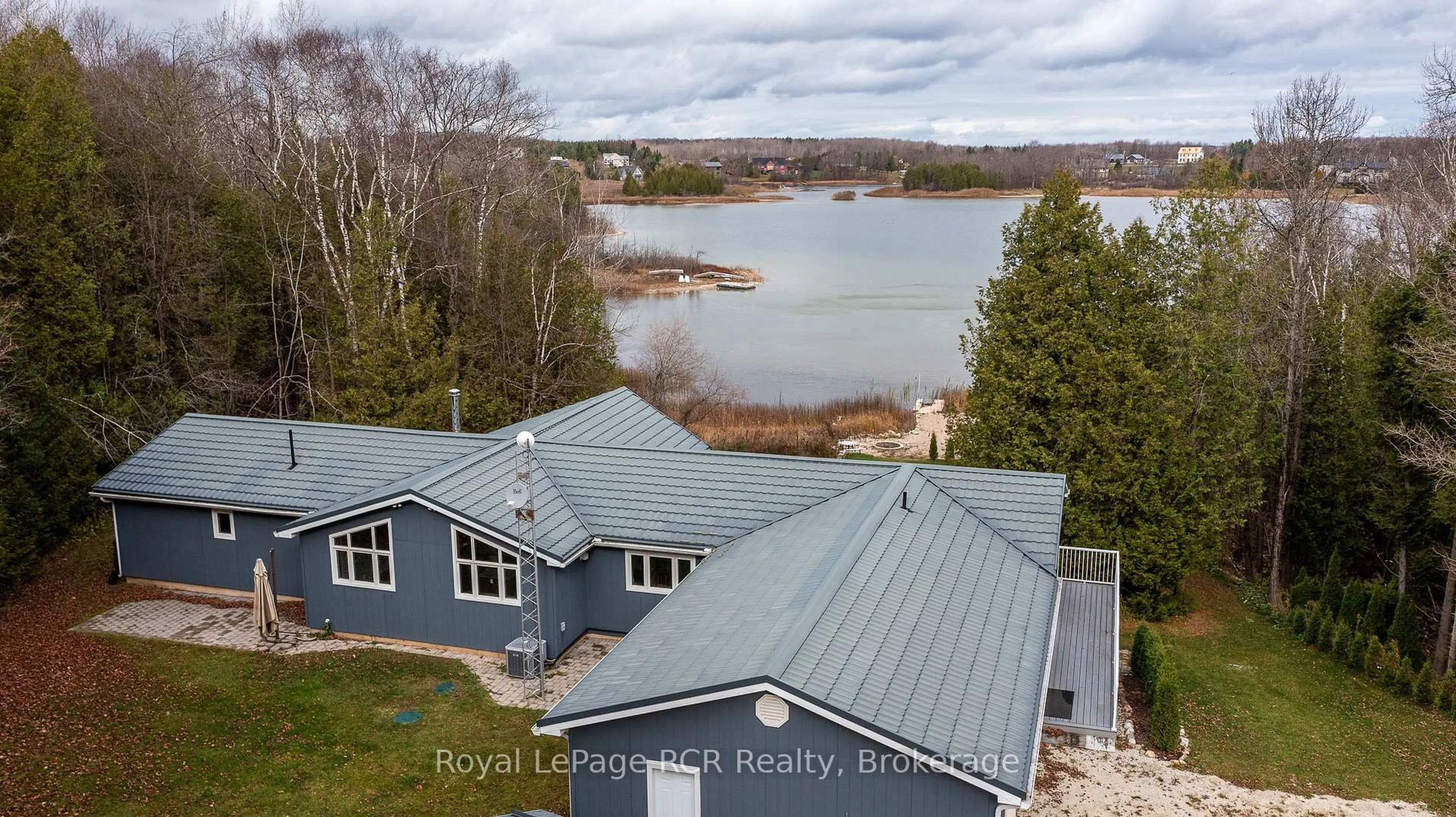 A pic from outside/outdoor area/front of a property/back of a property/a pic from drone, water/lake/river/ocean view for 123 Lakeview Rd, Grey Highlands Ontario N0C 1M0