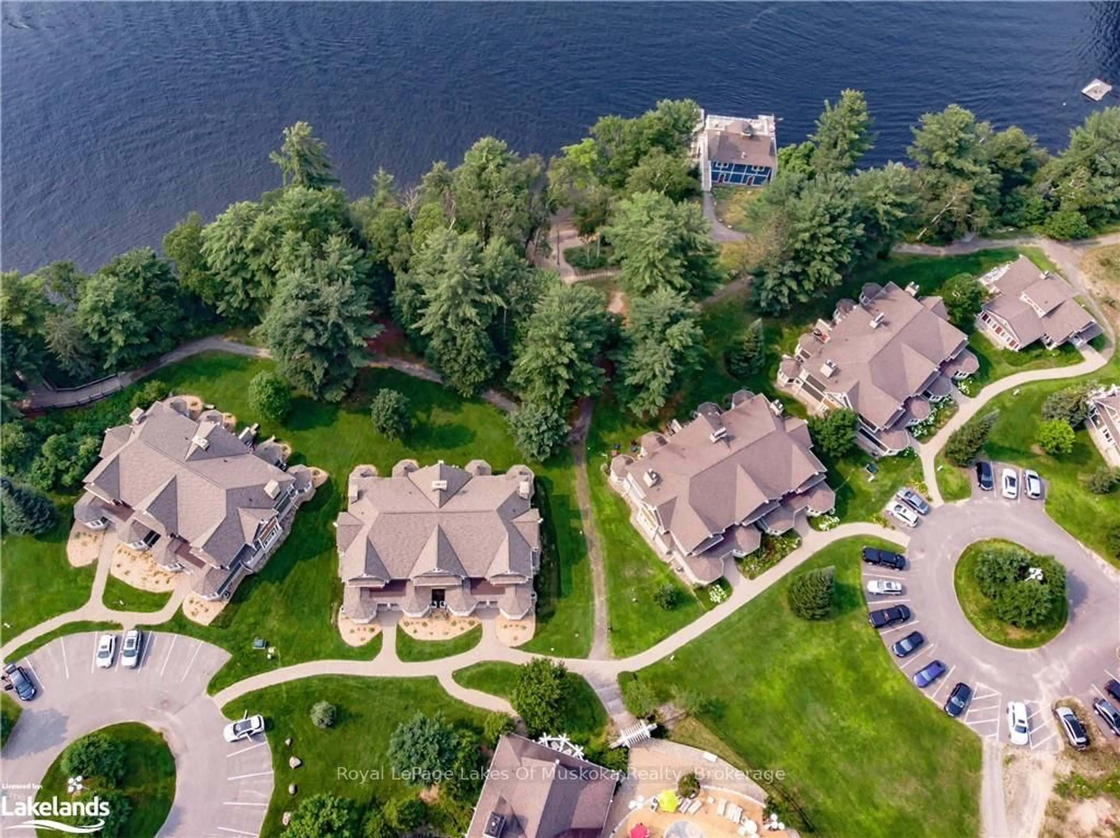 A pic from outside/outdoor area/front of a property/back of a property/a pic from drone, water/lake/river/ocean view for 1020 Birch Glen Rd #V 16 w 3, Lake of Bays Ontario P0B 1A0