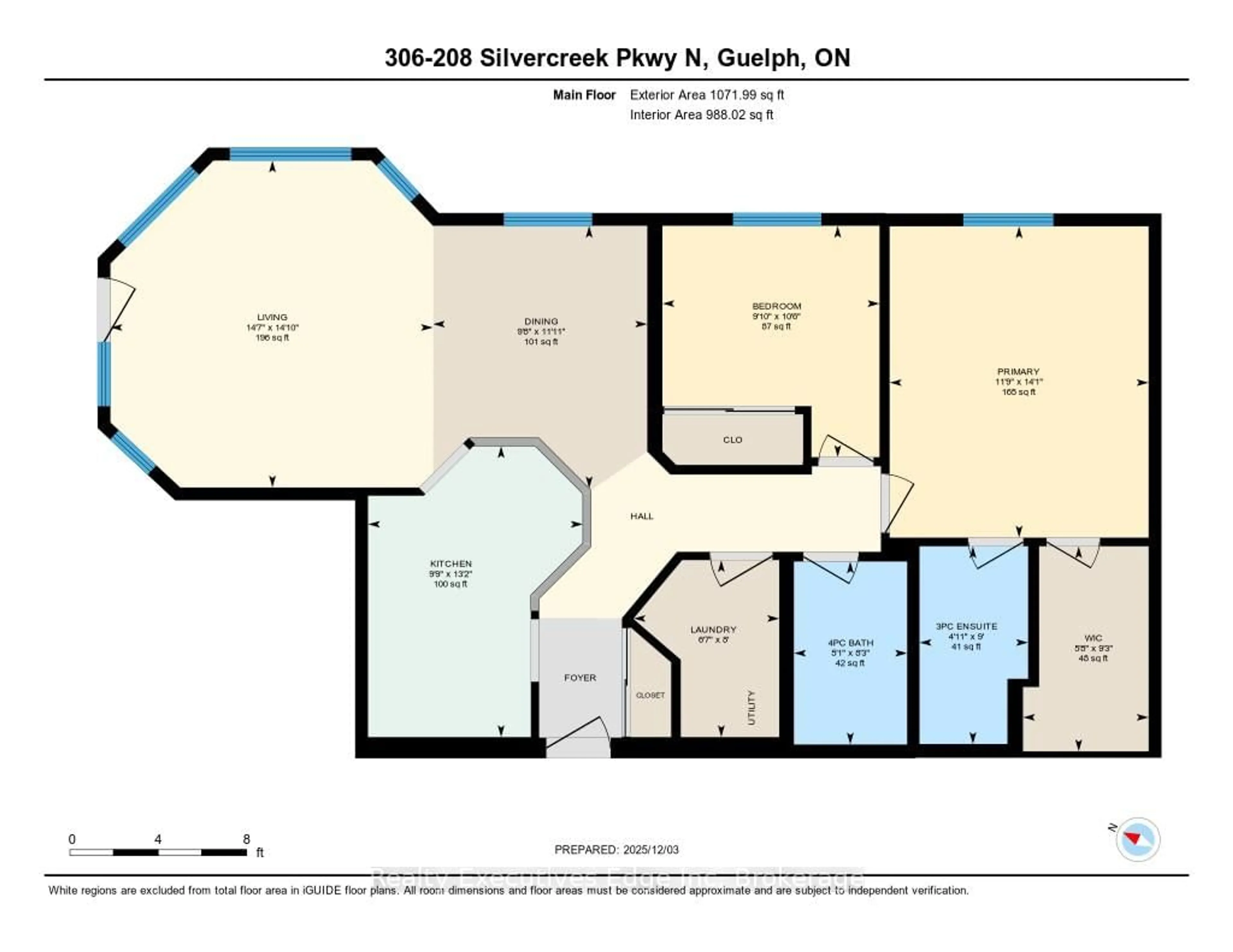 Floor plan for 208 Silvercreek Pkwy #306, Guelph Ontario N1H 8H2