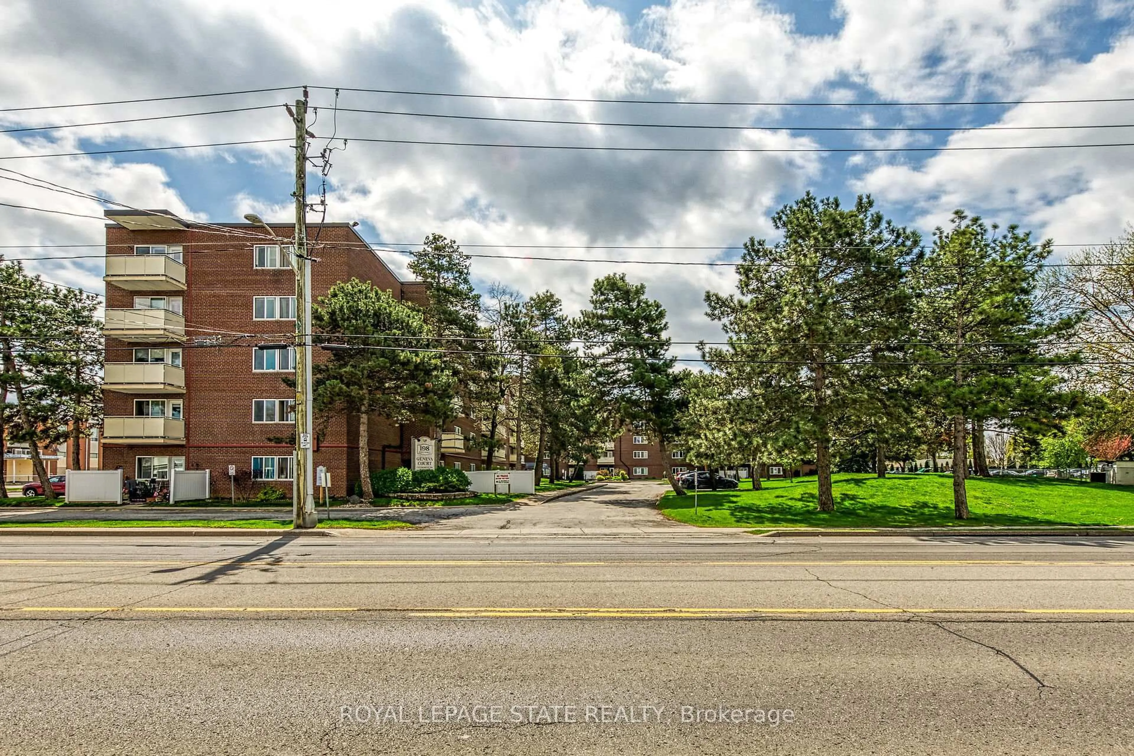 A pic from outside/outdoor area/front of a property/back of a property/a pic from drone, street for 198 Scott St #220, St. Catharines Ontario L2N 5T3