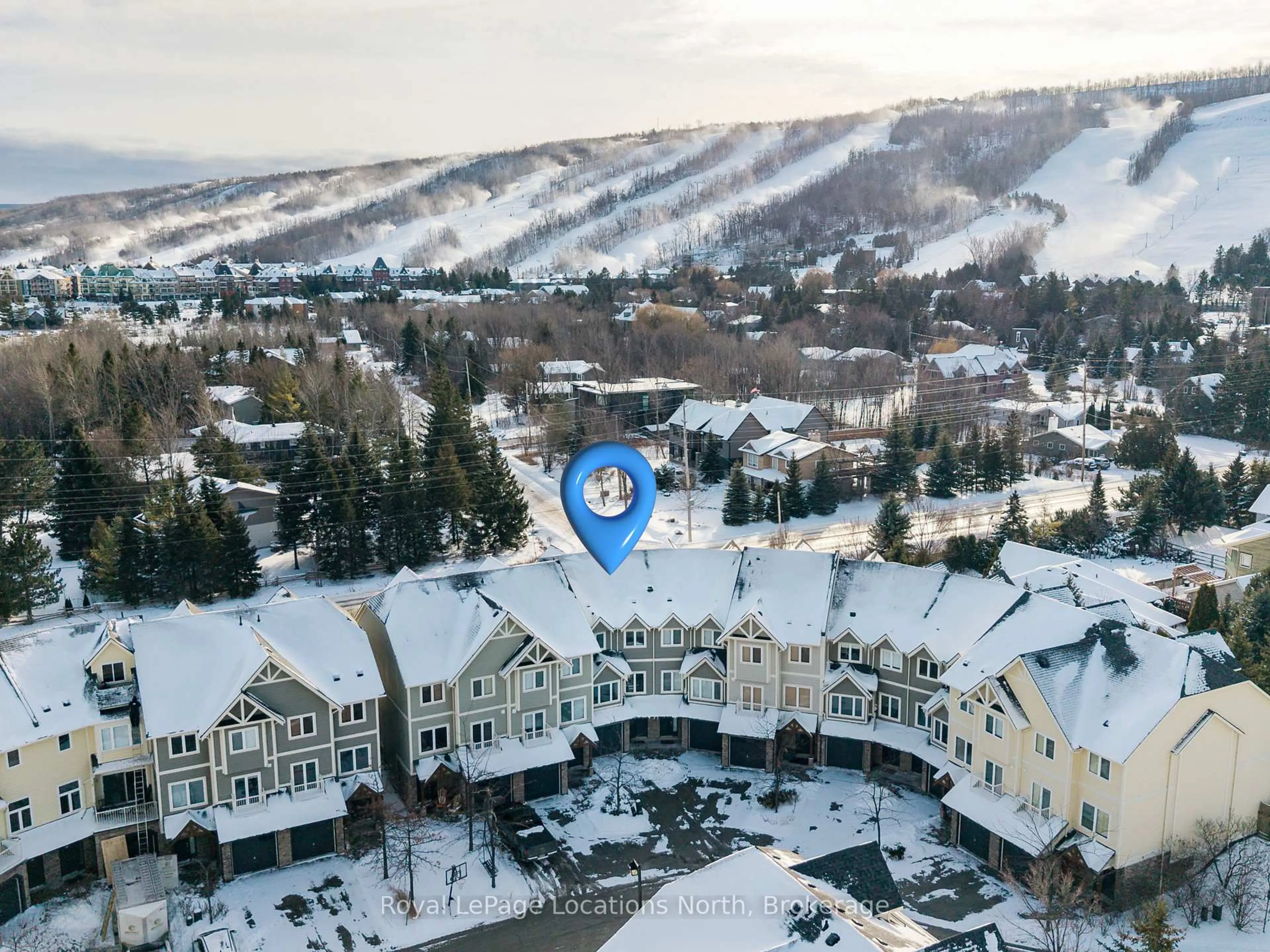 A pic from outside/outdoor area/front of a property/back of a property/a pic from drone, mountain view for 104 Farm Gate Rd #22, Blue Mountains Ontario L9Y 0L7