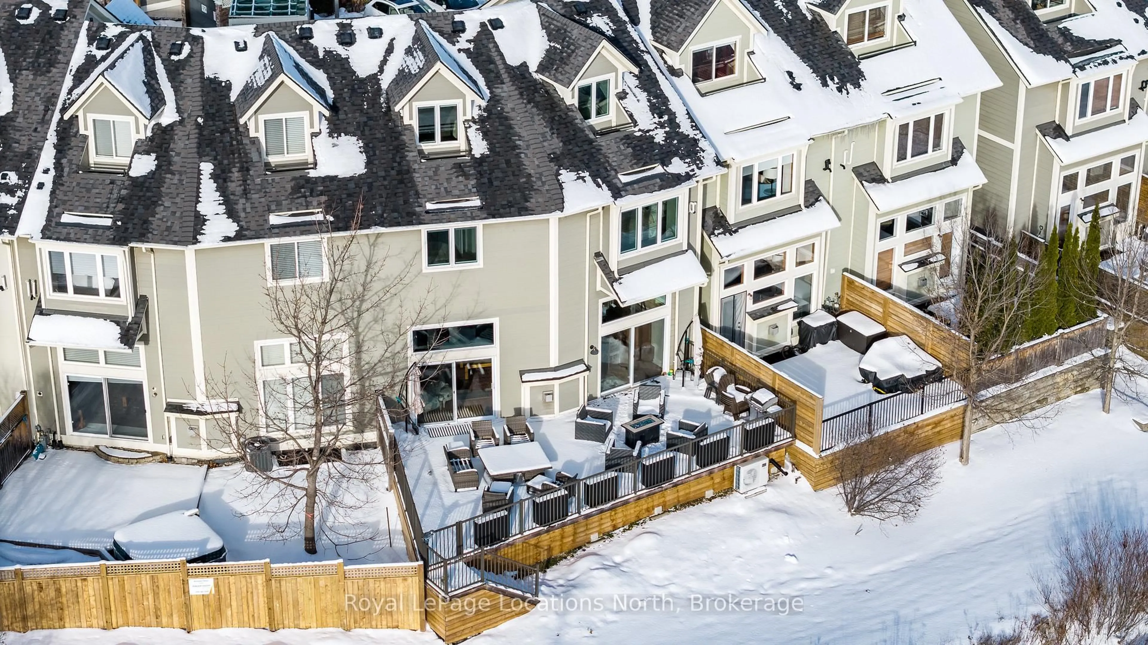 Patio, city buildings view from balcony for 104 Farm Gate Rd #22, Blue Mountains Ontario L9Y 0L7