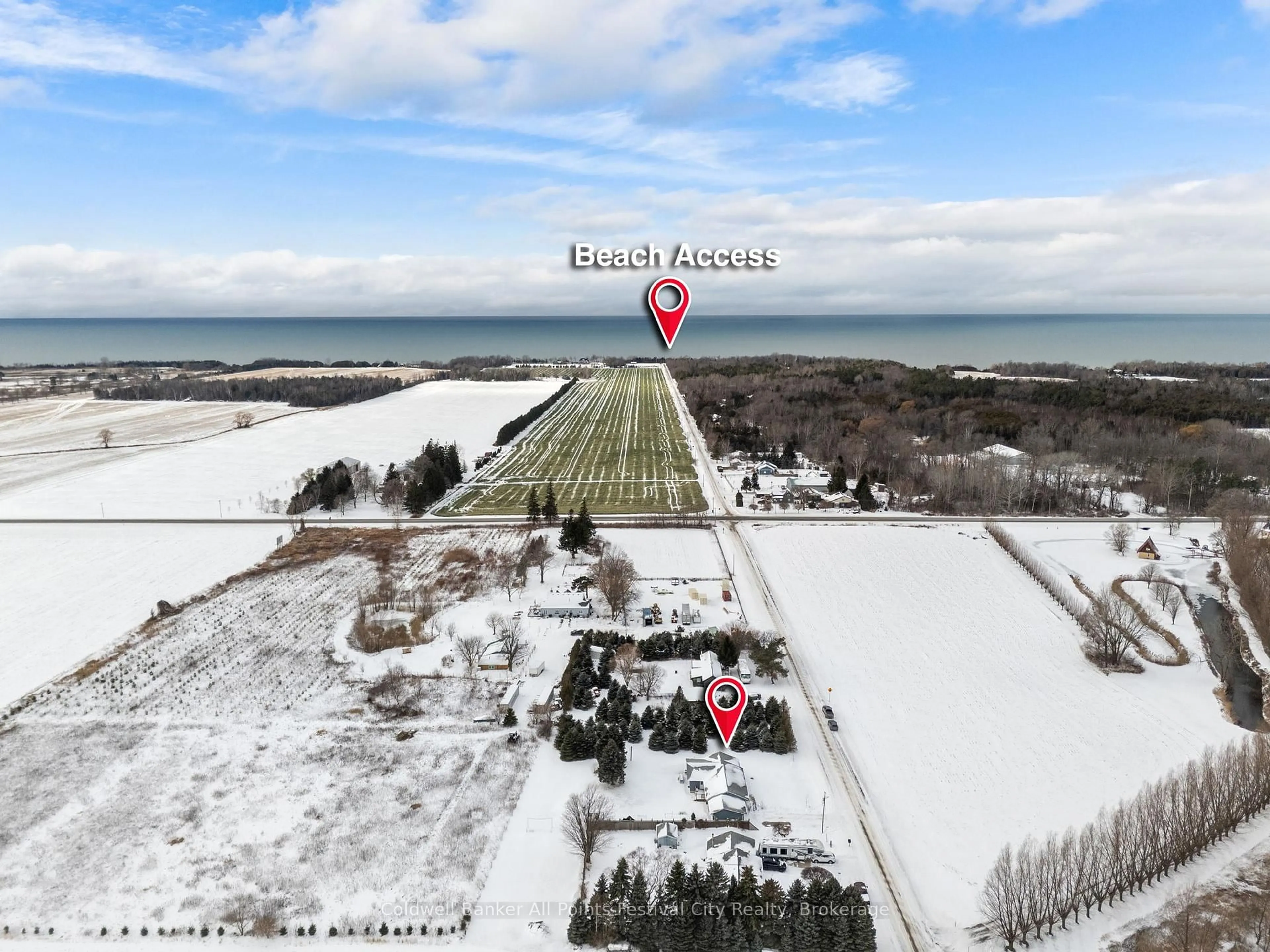 A pic from outside/outdoor area/front of a property/back of a property/a pic from drone, water/lake/river/ocean view for 34889 Black's Point Rd, Central Huron Ontario N7A 3X8