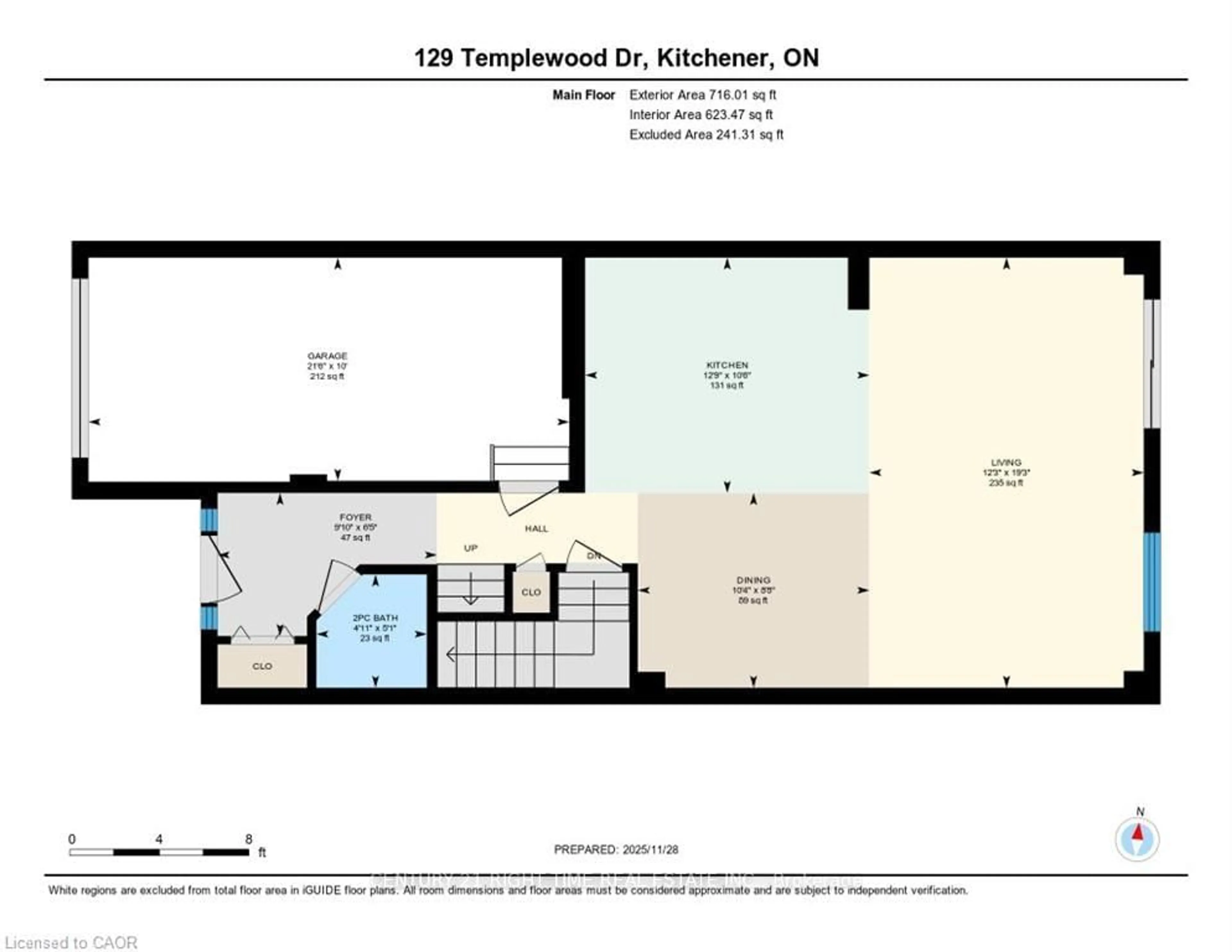 Floor plan for 129 TEMPLEWOOD Dr, Kitchener Ontario N2R 1Y4