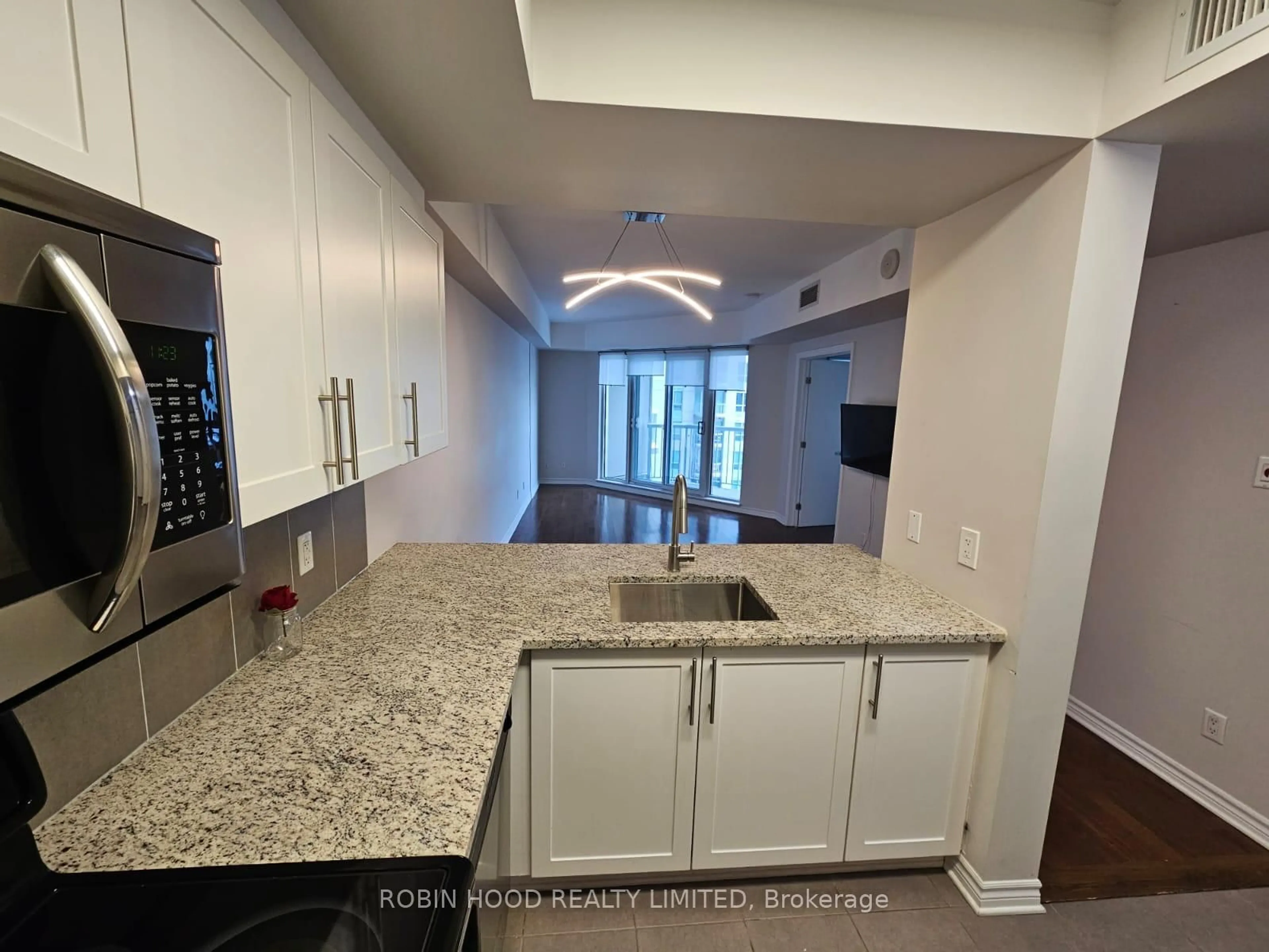 Open concept kitchen, ceramic/tile floor for 200 Rideau St #1610, Ottawa Ontario K1N 5Y1