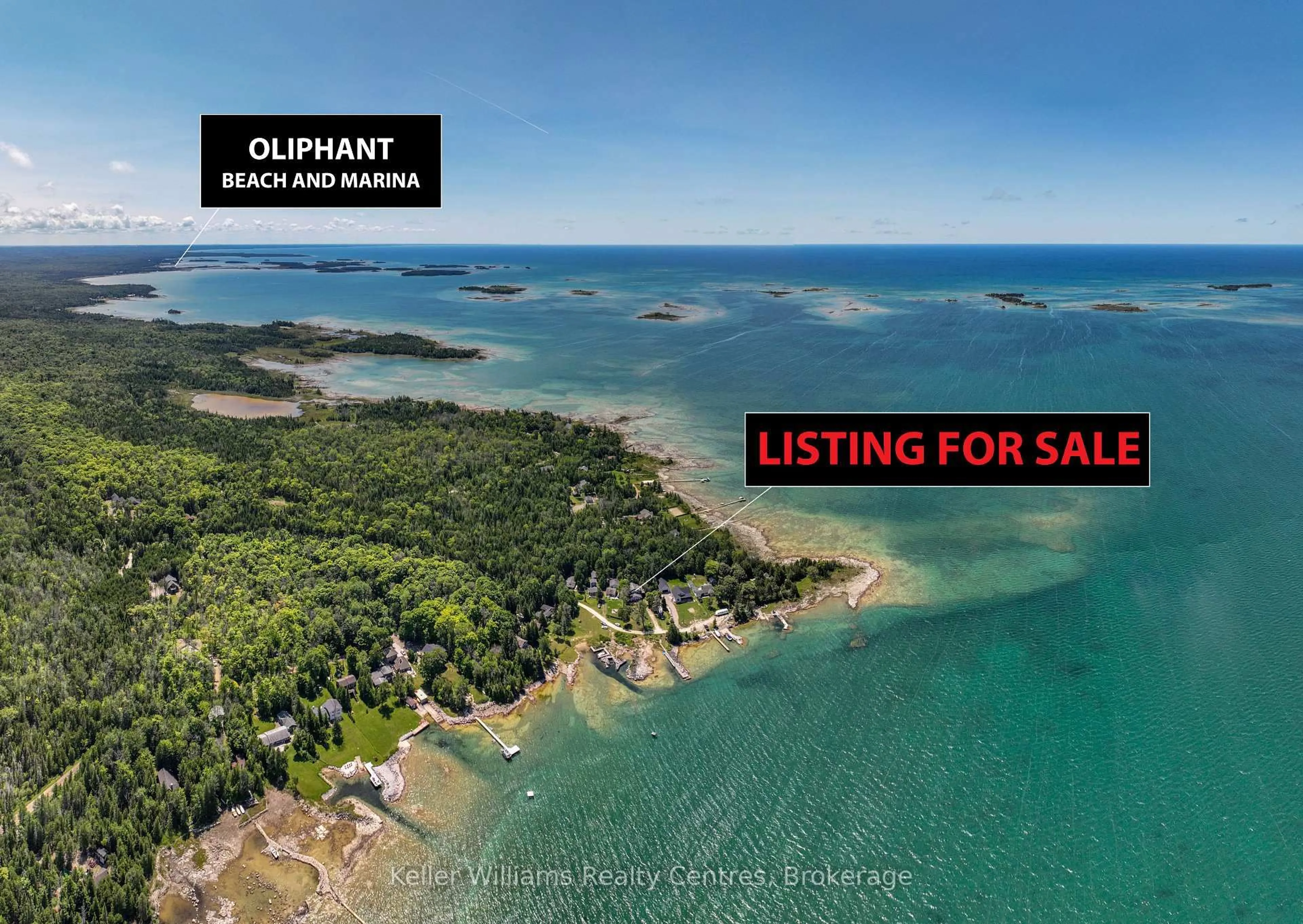 A pic from outside/outdoor area/front of a property/back of a property/a pic from drone, water/lake/river/ocean view for 37 REID'S PT RD, South Bruce Peninsula Ontario N0H 2T0