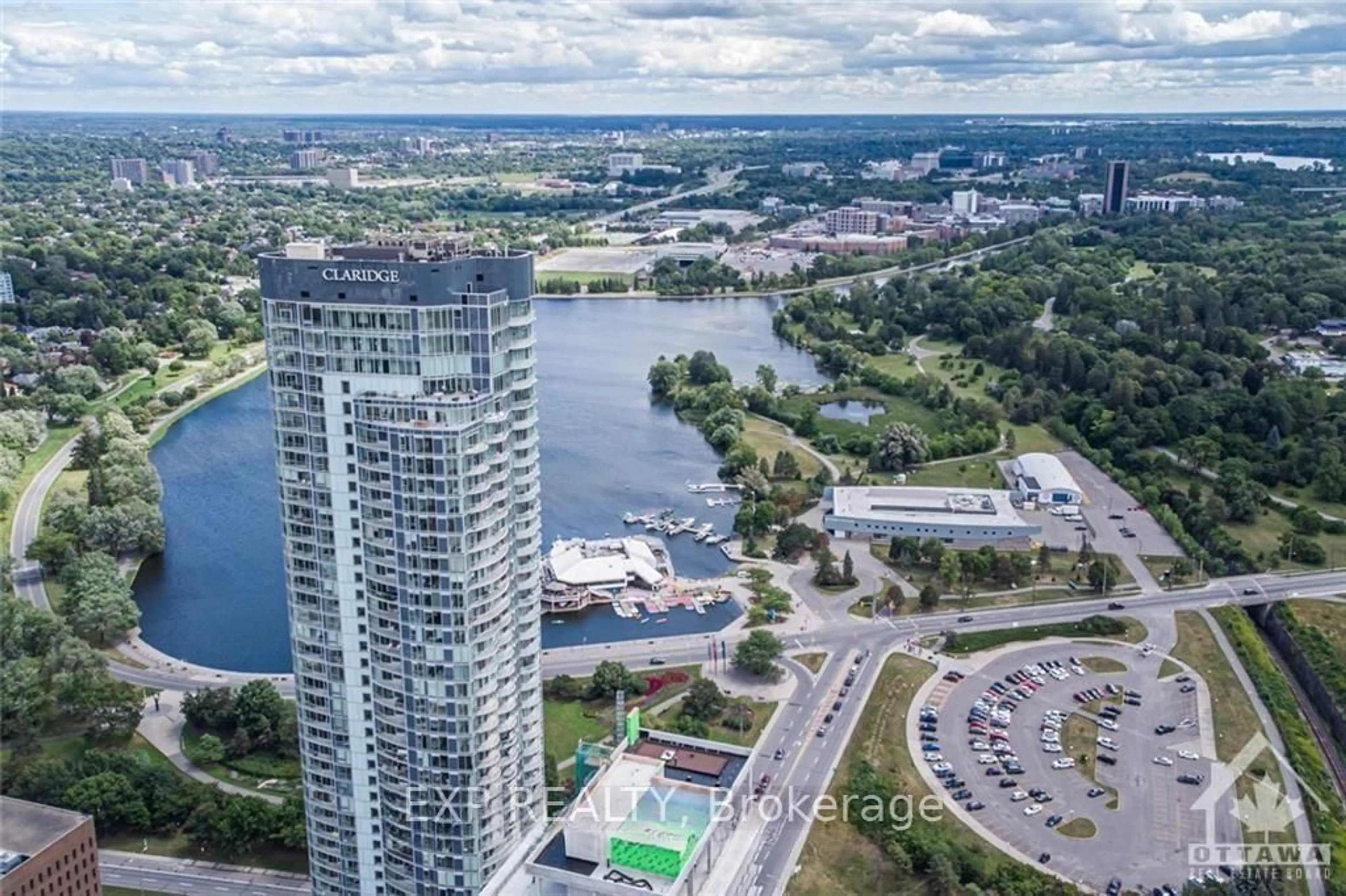 A pic from outside/outdoor area/front of a property/back of a property/a pic from drone, water/lake/river/ocean view for 805 Carling Ave #3702, Ottawa Ontario K1S 2E7