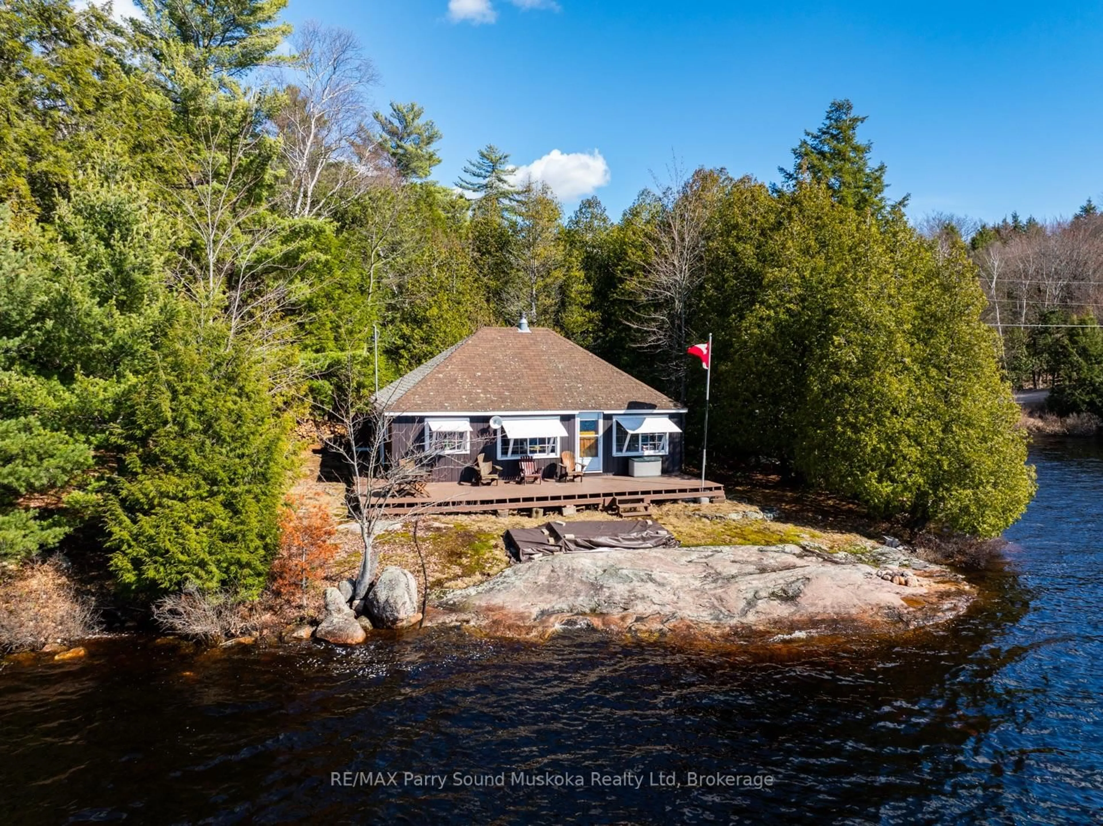 A pic from outside/outdoor area/front of a property/back of a property/a pic from drone, water/lake/river/ocean view for 764 EAST BEAR LAKE Rd, McMurrich/Monteith Ontario P0A 1Y0