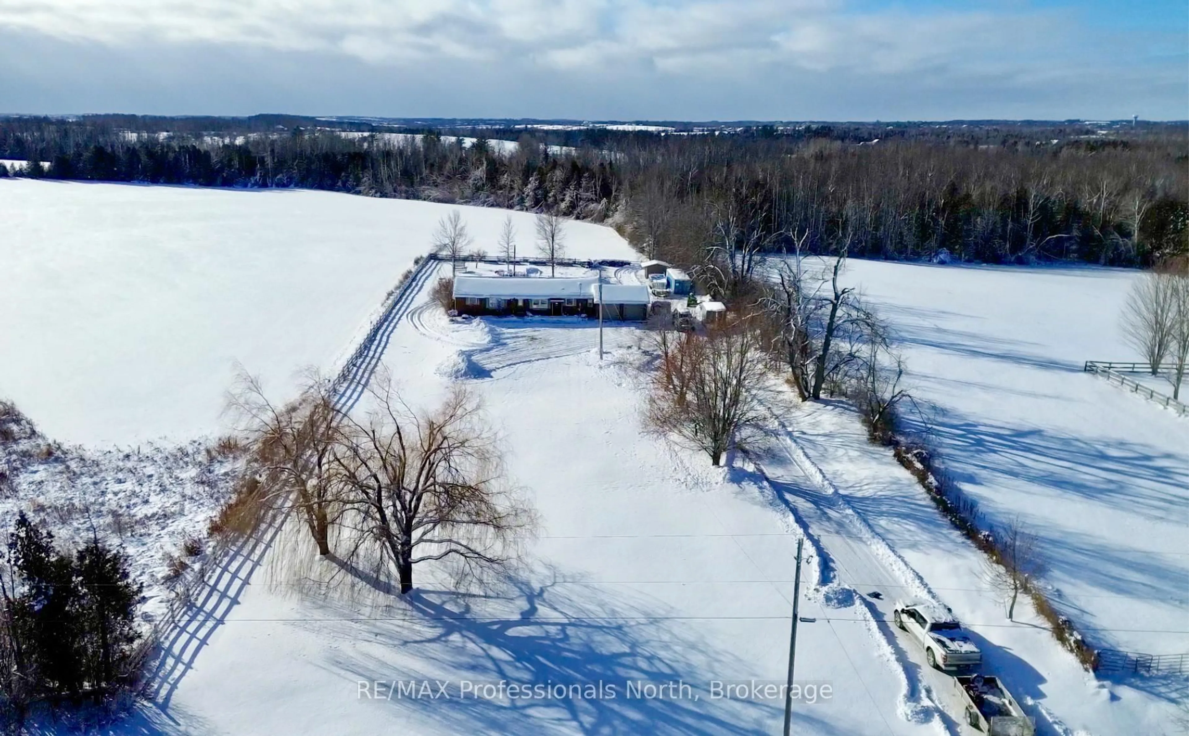 A pic from outside/outdoor area/front of a property/back of a property/a pic from drone, mountain view for 960 5th Line Douro, Douro-Dummer Ontario K0L 2H0