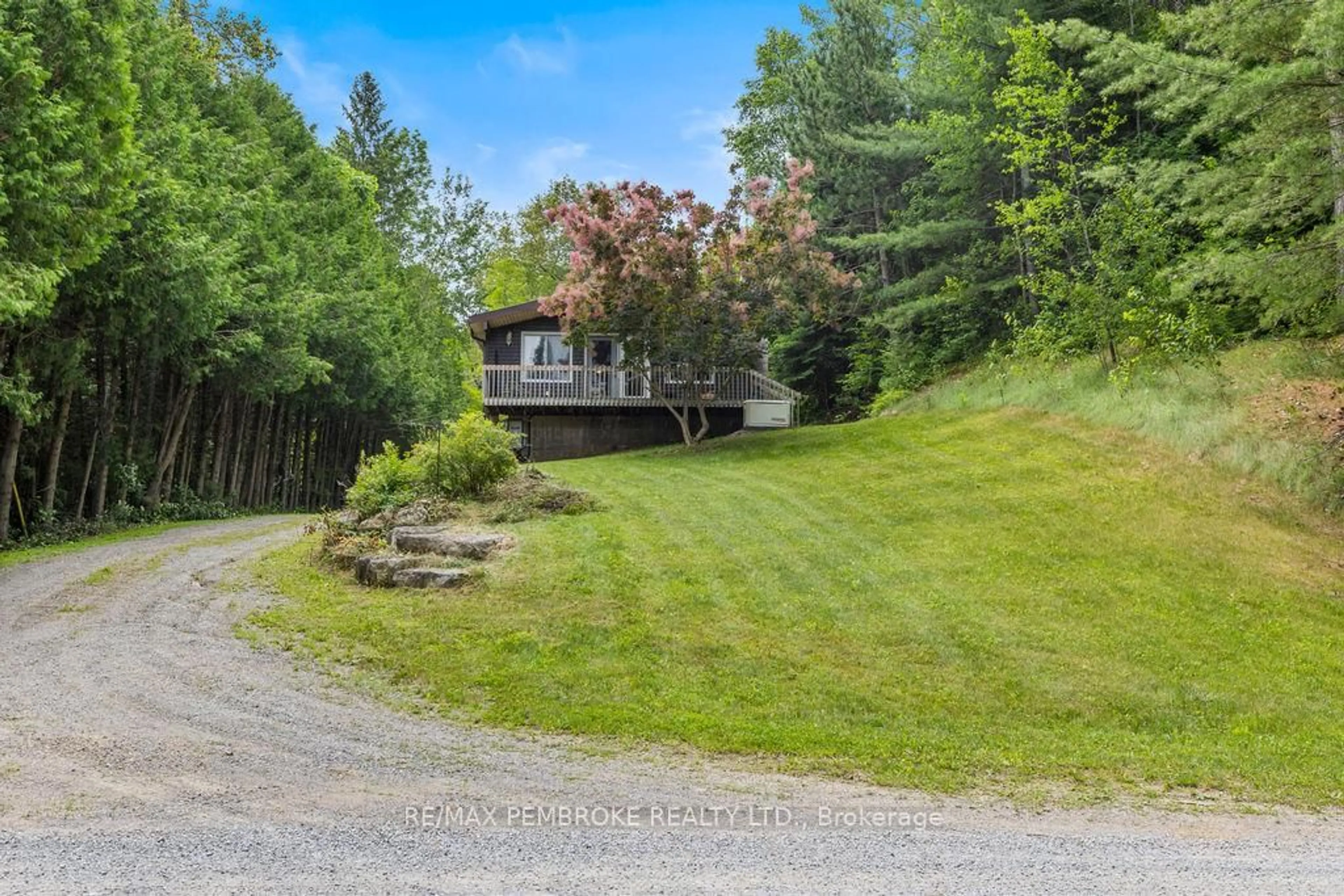A pic from outside/outdoor area/front of a property/back of a property/a pic from drone, water/lake/river/ocean view for 194 Klondike Rd, Eganville Ontario K0J 1T0
