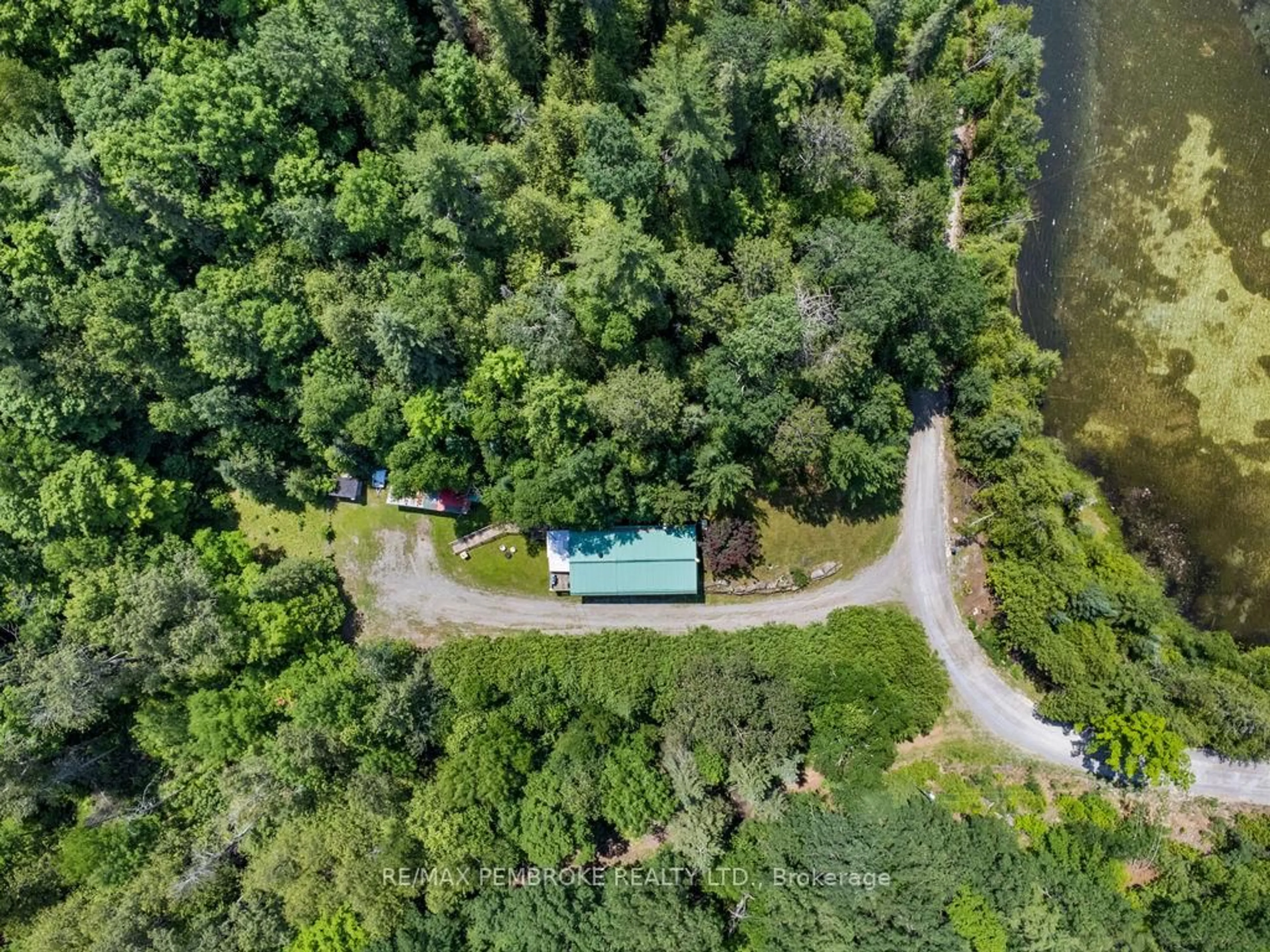A pic from outside/outdoor area/front of a property/back of a property/a pic from drone, water/lake/river/ocean view for 194 Klondike Rd, Eganville Ontario K0J 1T0