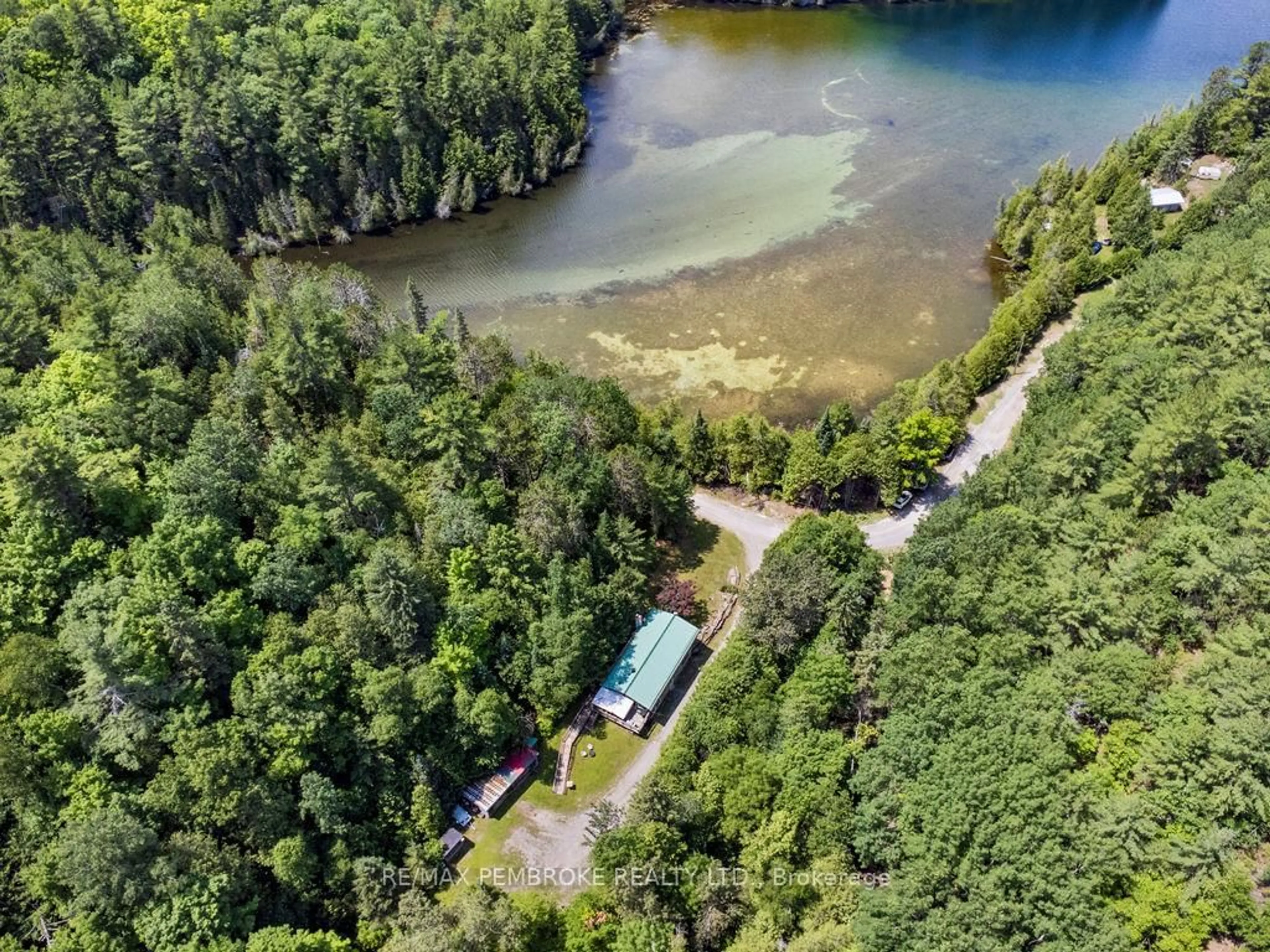 A pic from outside/outdoor area/front of a property/back of a property/a pic from drone, water/lake/river/ocean view for 194 Klondike Rd, Eganville Ontario K0J 1T0