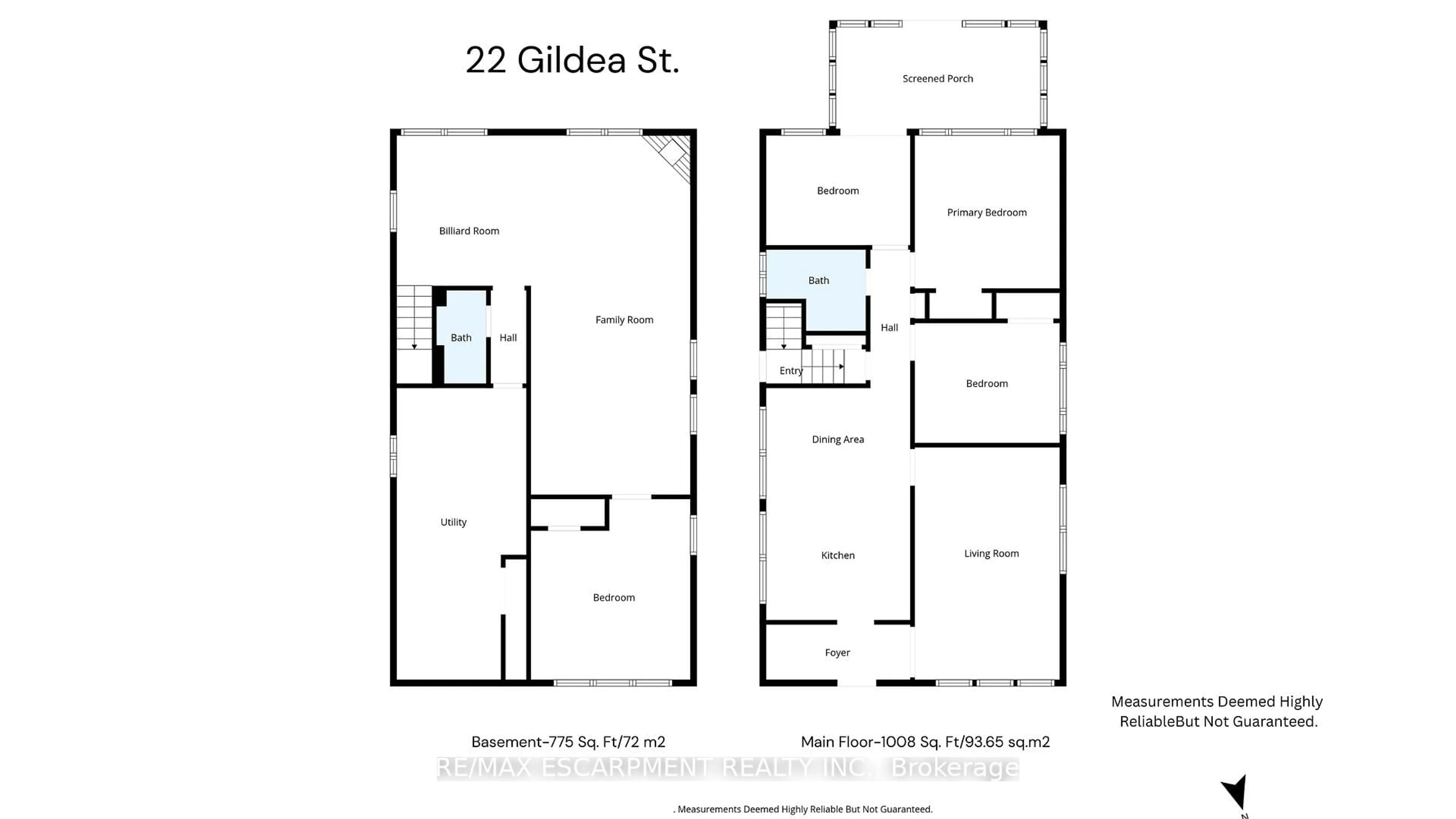 Floor plan for 22 Gildea St, Hamilton Ontario L8V 2G7