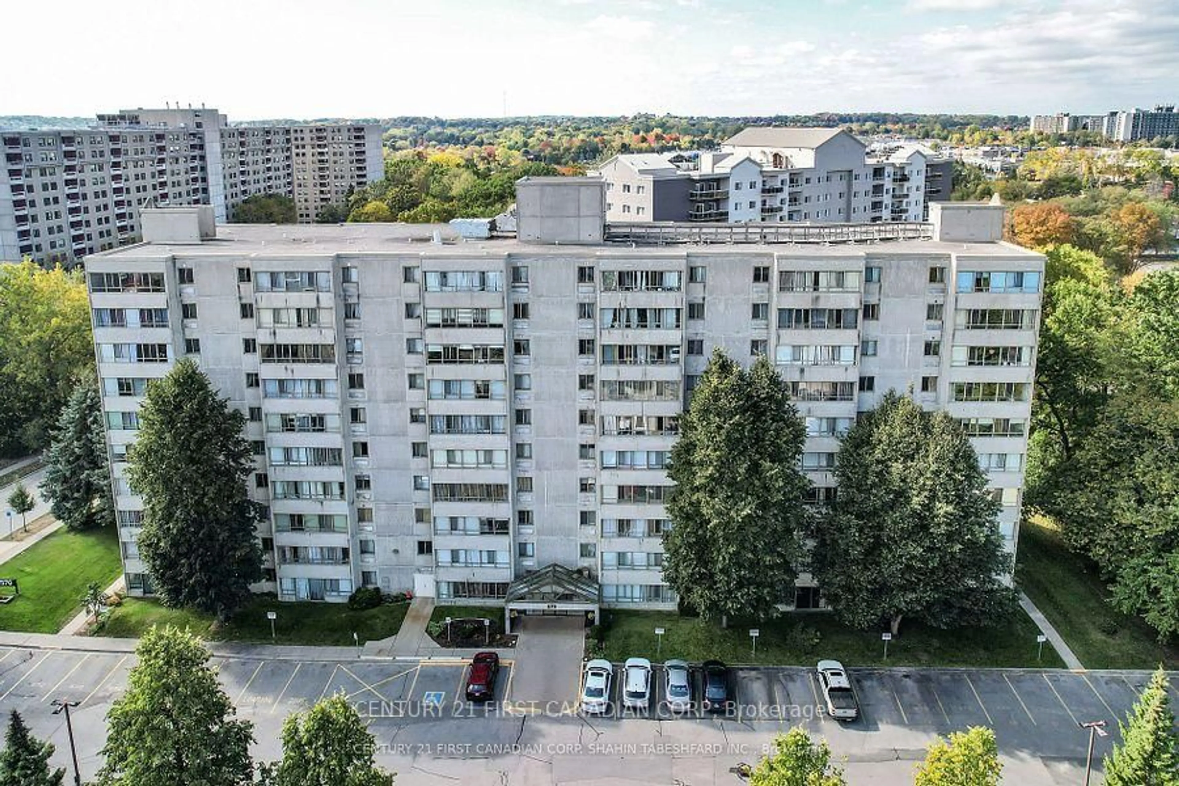 A pic from outside/outdoor area/front of a property/back of a property/a pic from drone, city buildings view from balcony for 570 Proudfoot Lane #407, London North Ontario N6H 4Z1