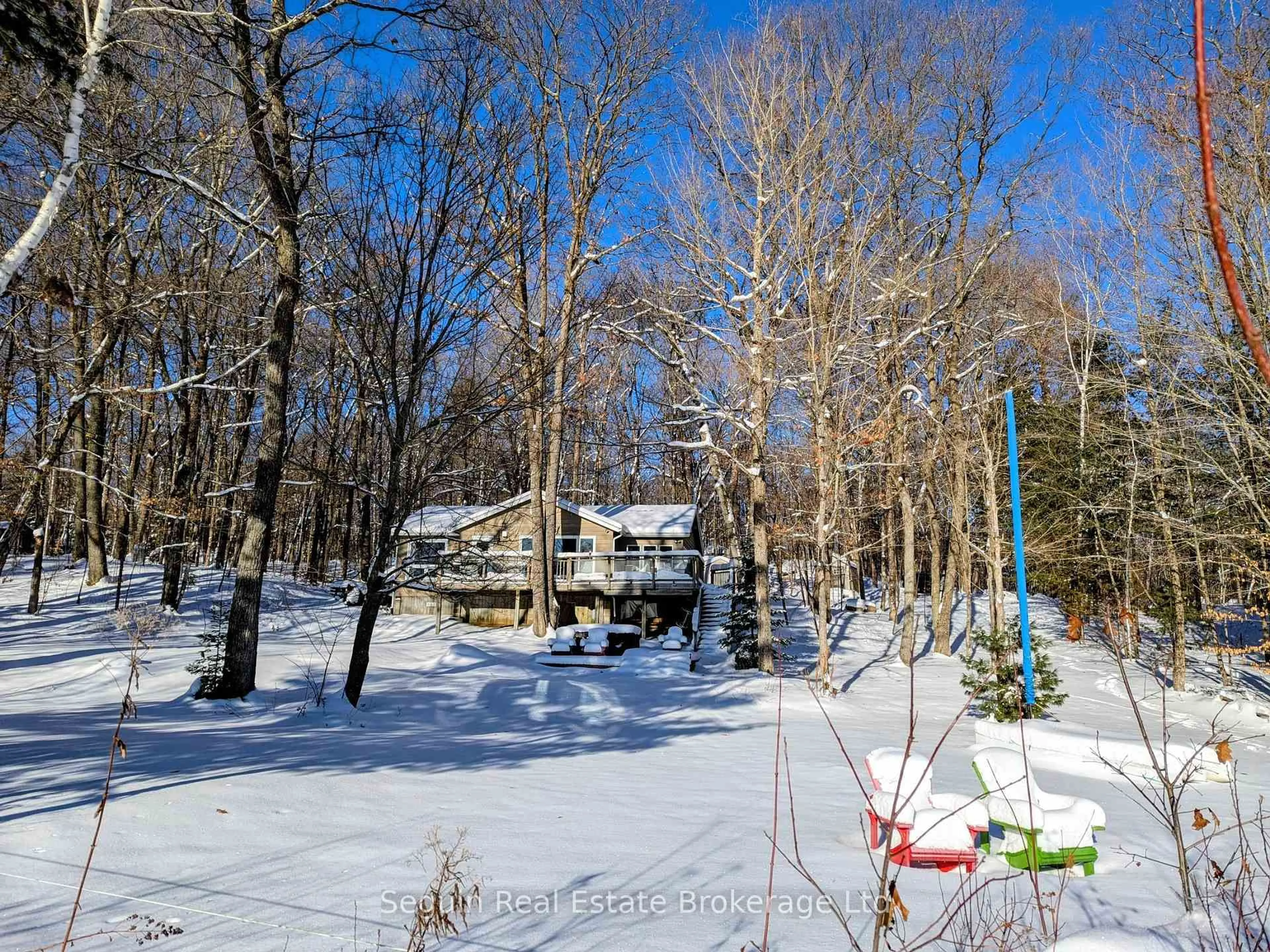 A pic from outside/outdoor area/front of a property/back of a property/a pic from drone, forest/trees view for 151 Sugar Lake Rd, Seguin Ontario P2A 0B6